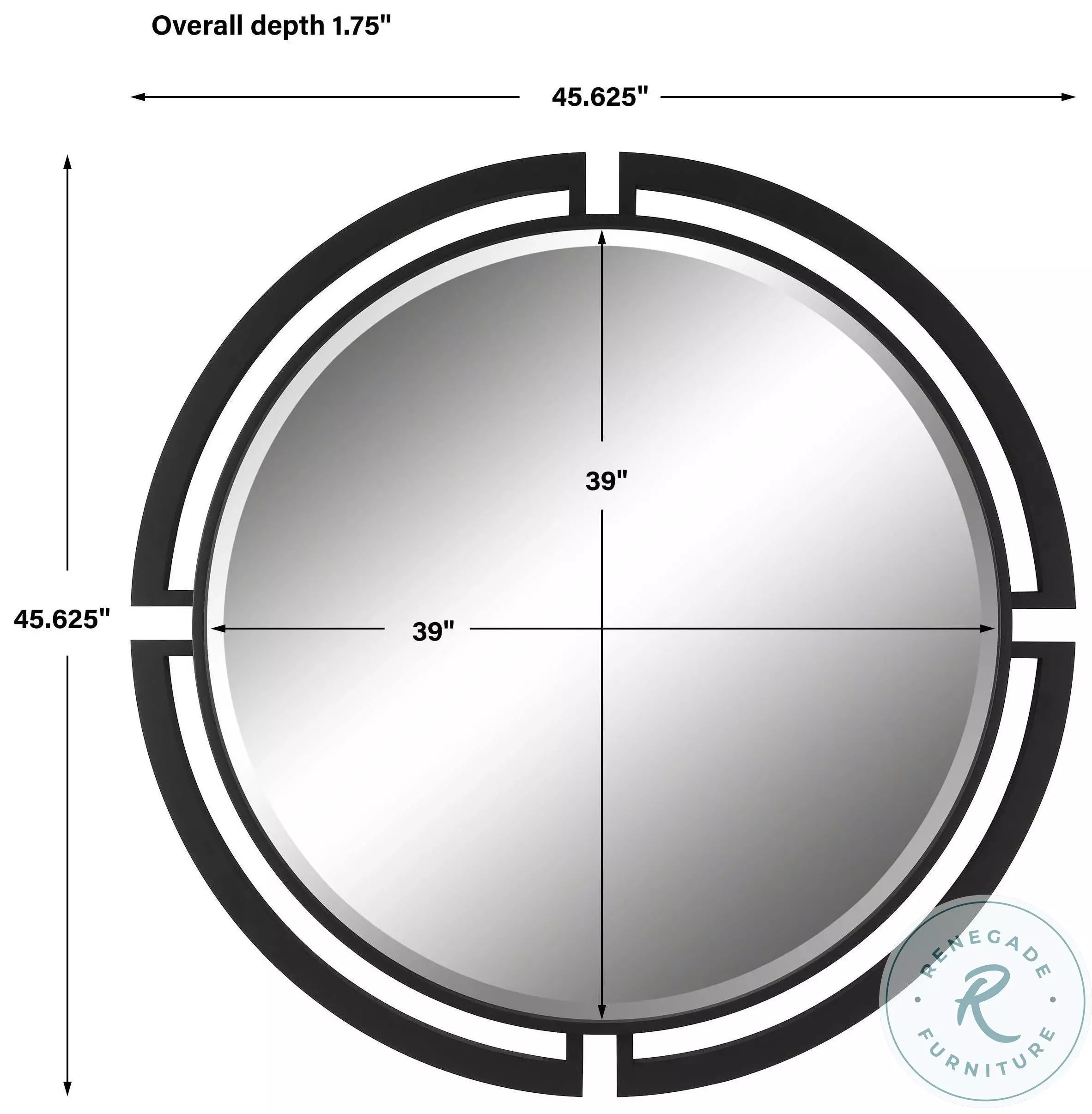Matrix Satin Black Round Mirror