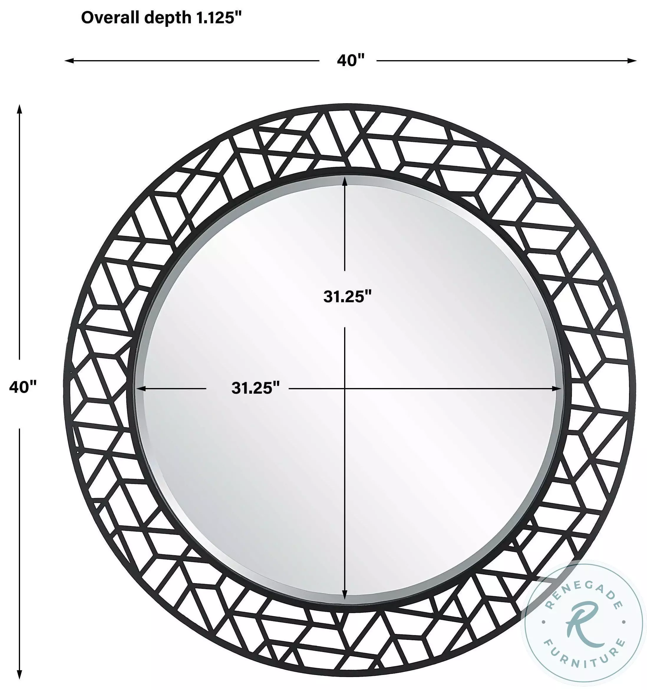 Montage Satin Black Round Mirror