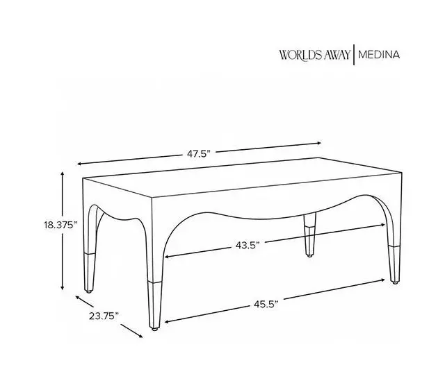 Medina White Lacquer Coffee Table With Antique Brass Foot Caps