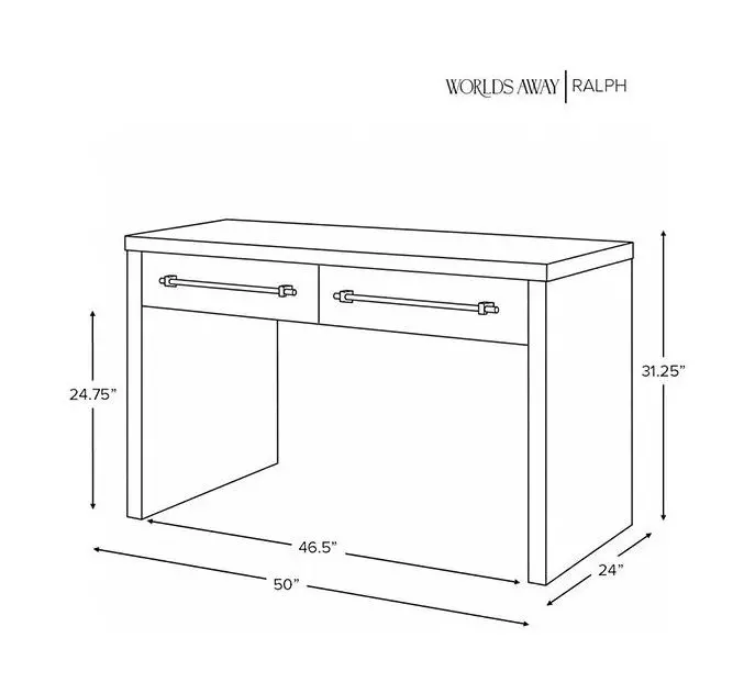 Ralph Cerused Oak Waterfall 2 Drawer Desk
