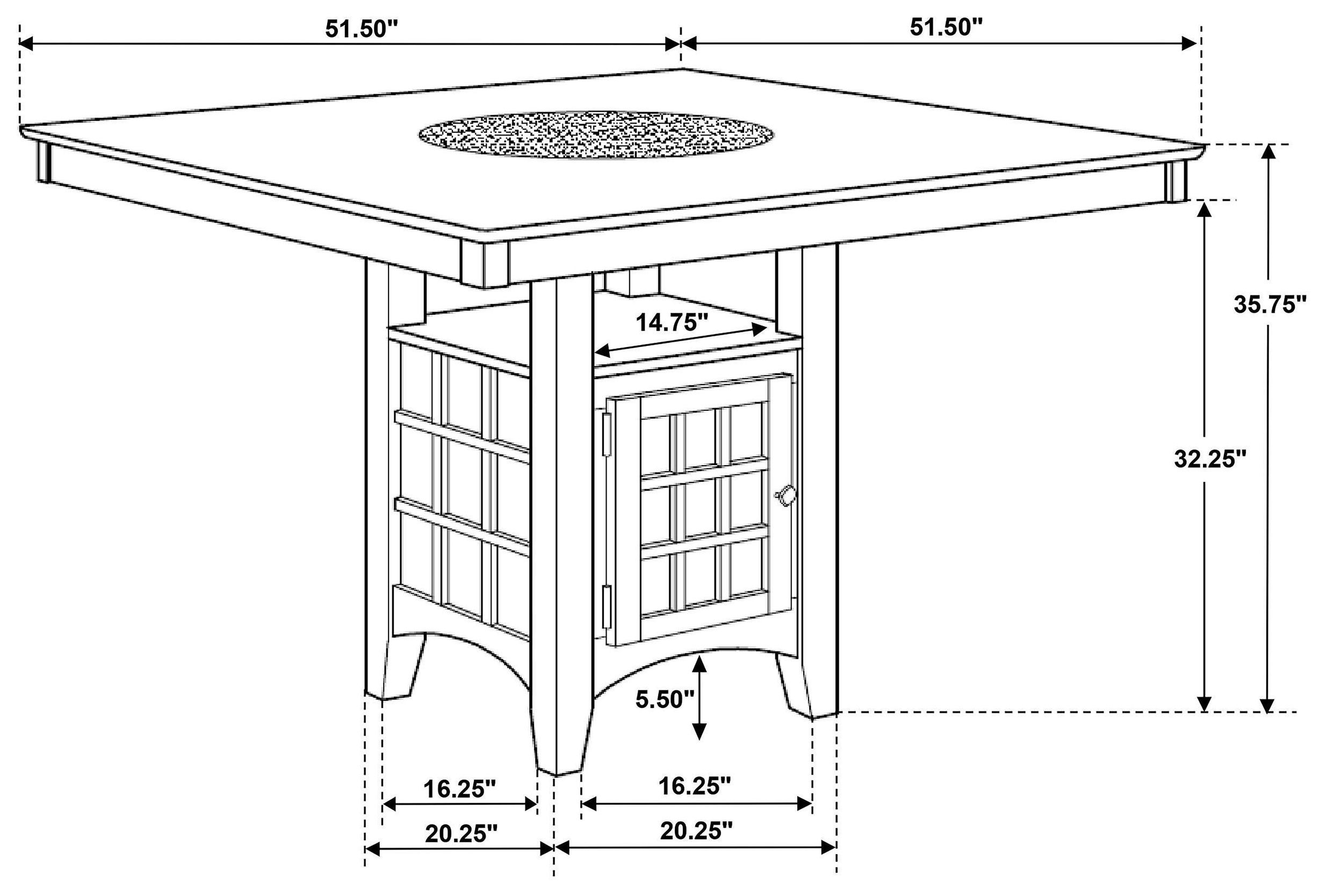 Gabriel Cappuccino Counter Height Storage Dining Table with Built-in Lazy Susan