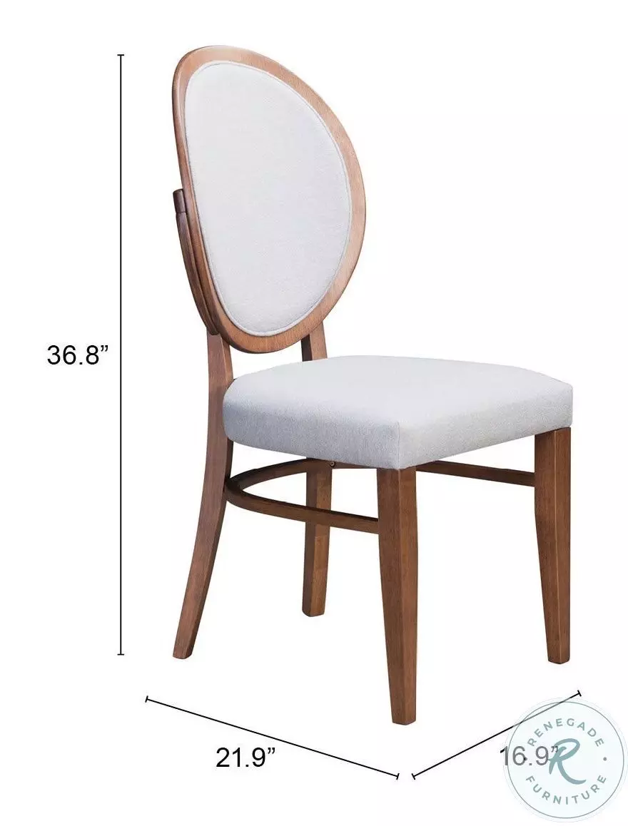 Regents Walnut And Light Gray Dining Chair Set Of 2