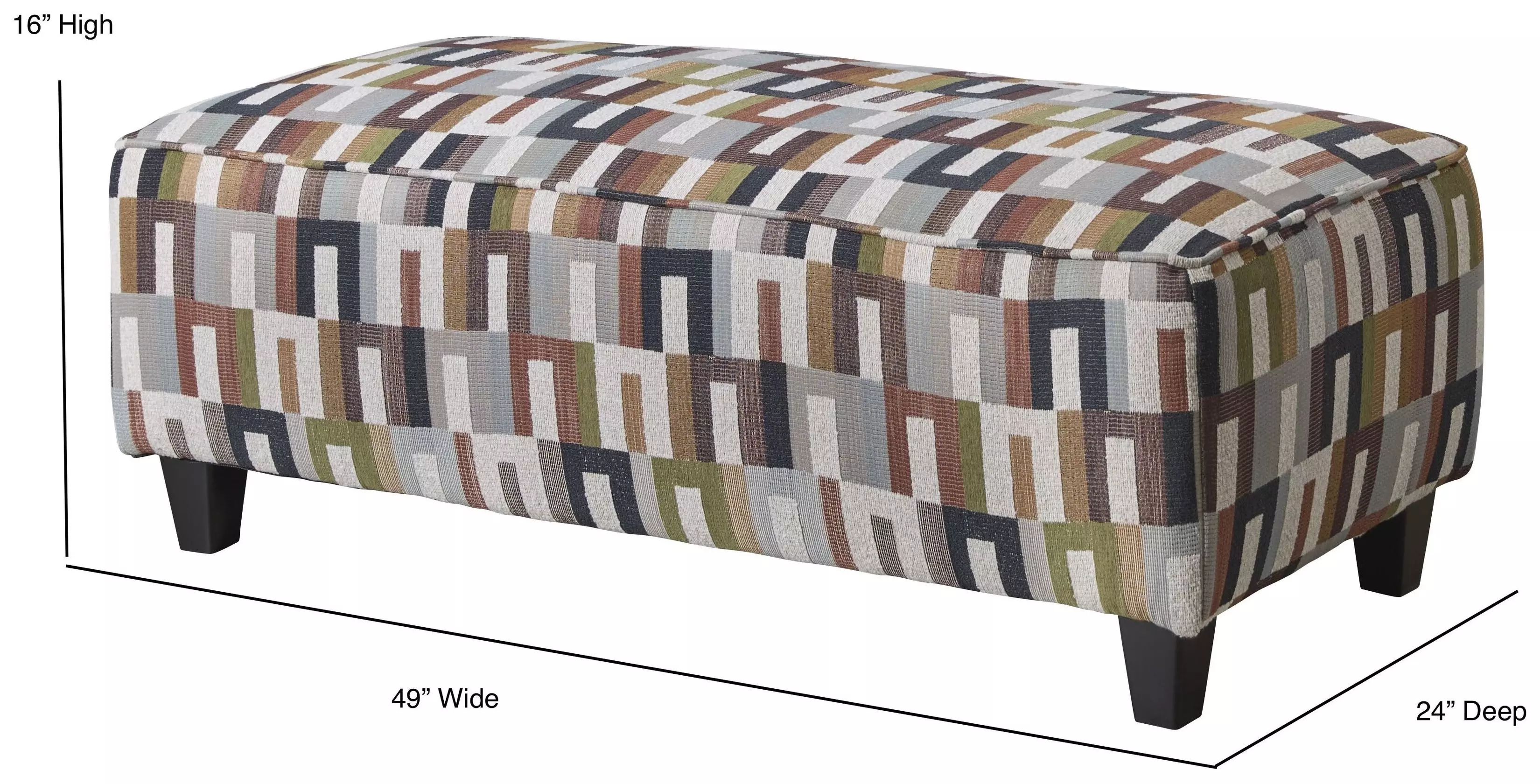 Amos Dusk White and Brown Upholstered Rectangular Cocktail Ottoman