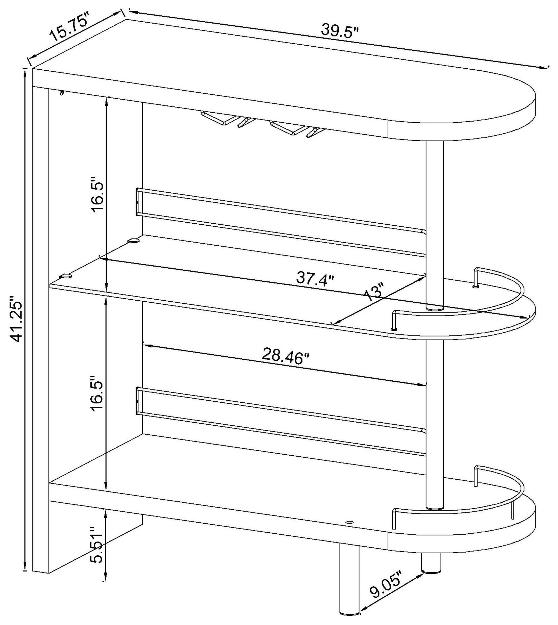 Adolfo Glossy Grey And Clear Bar Table