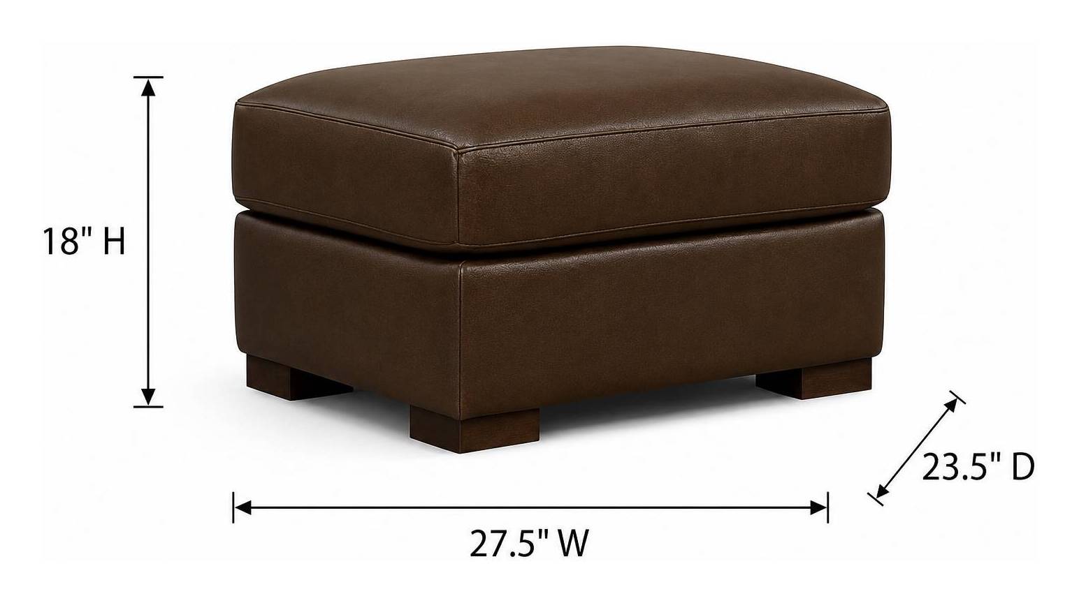 Inglewood Vintage Brown Cigar Leather Upholstered Rectangular Ottoman