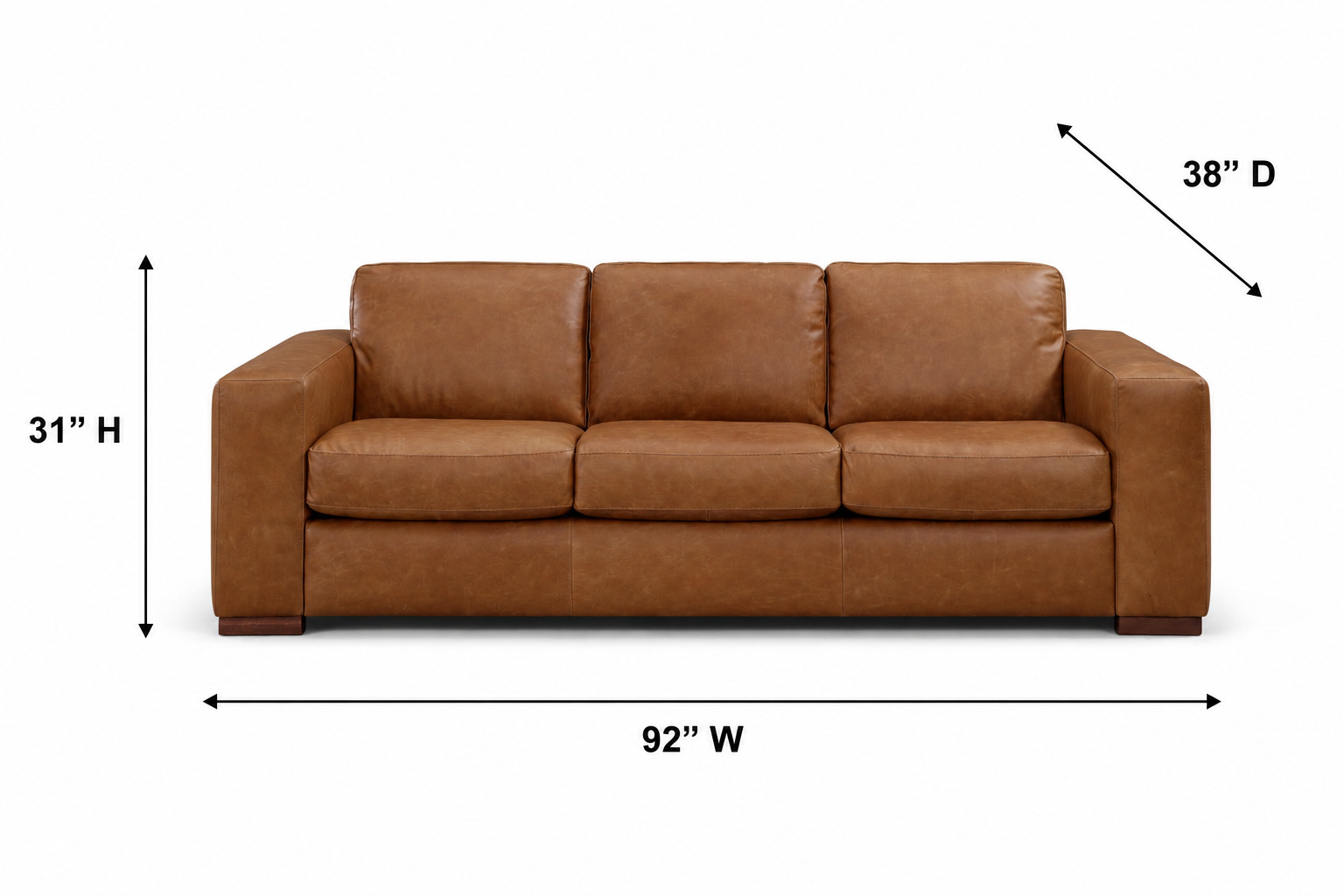 Inglewood Vintage Brown Derby Leather 92" Sofa