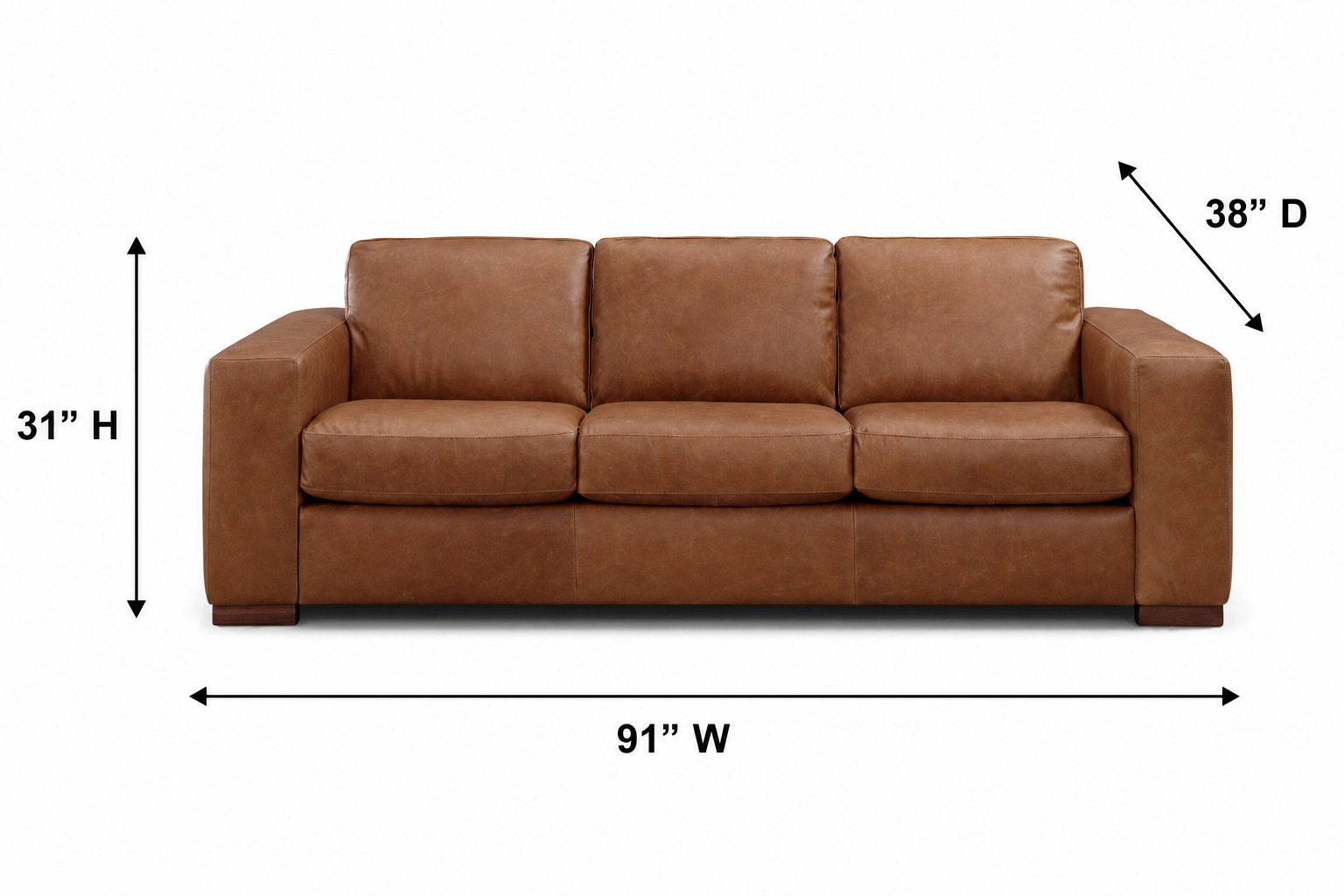 Inglewood Vintage Brown Derby Leather 91" Queen Sleeper Sofa