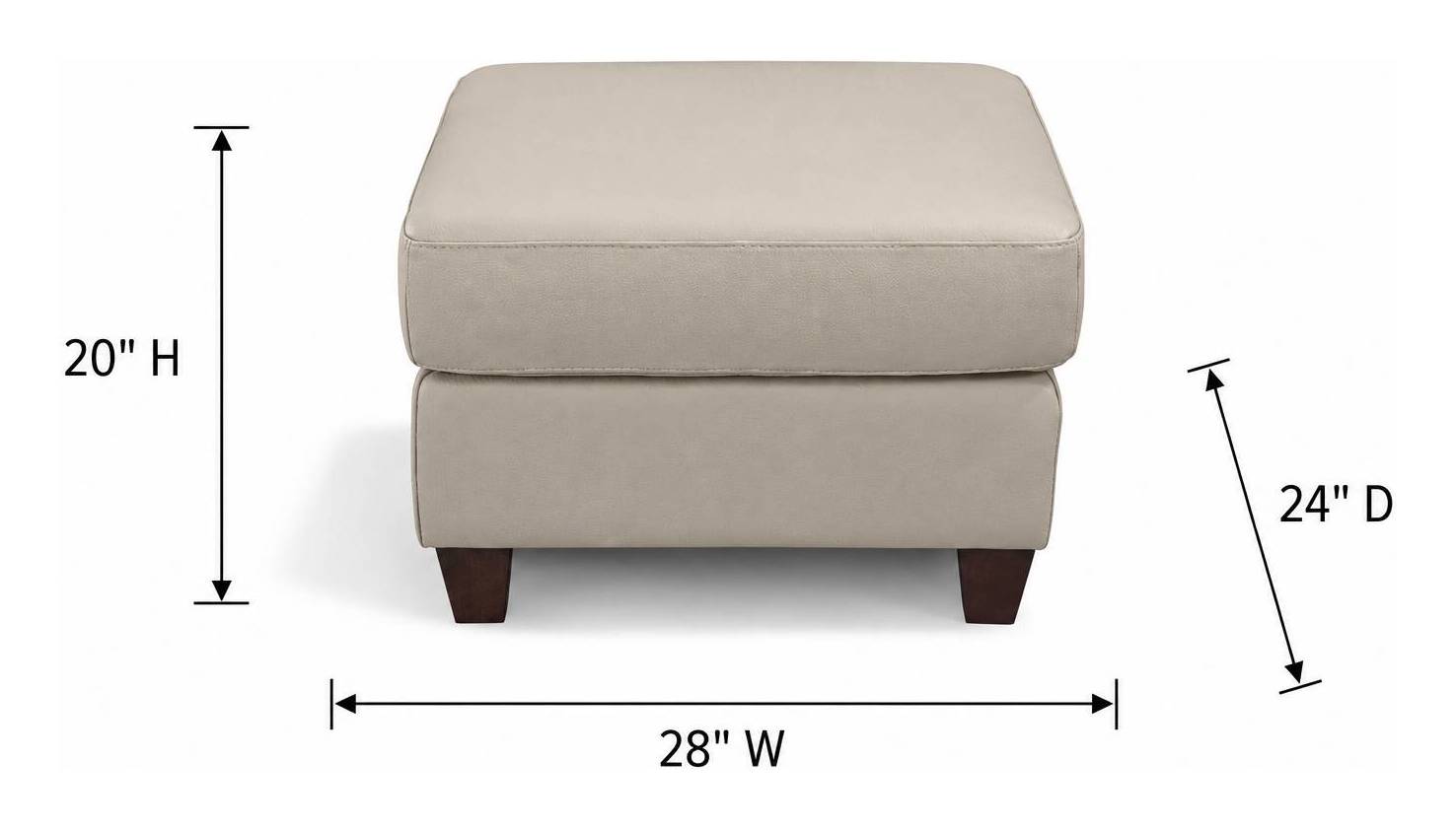 Millbrook Taupe Plain Leather Upholstered Rectangular Ottoman