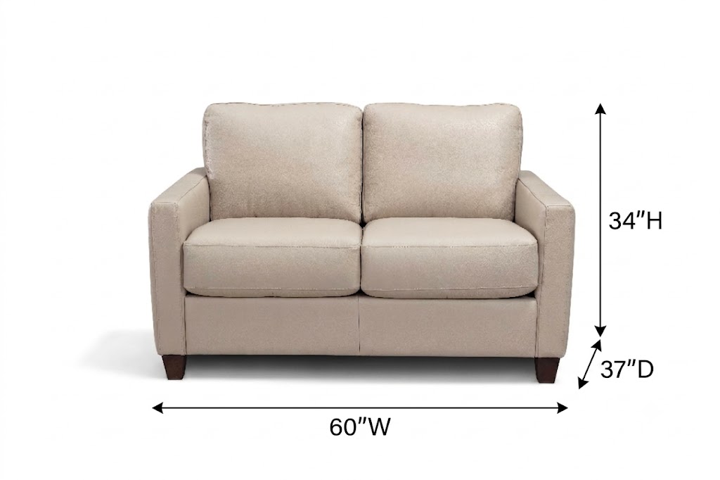 Millbrook Taupe Plain Leather 60" Loveseat