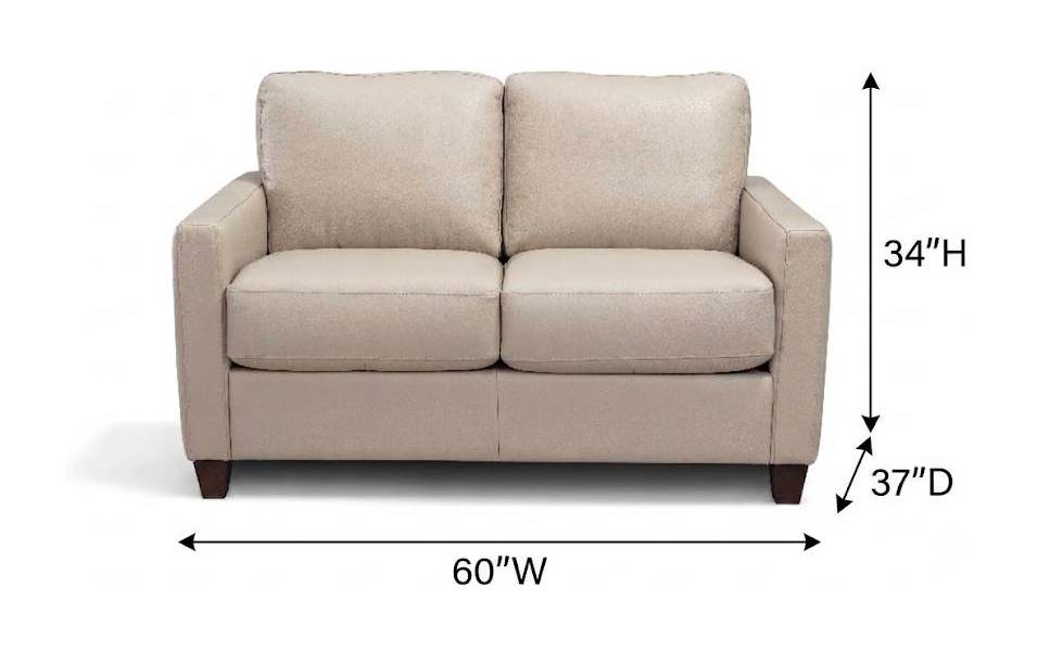 Millbrook Taupe Plain Leather 60" Loveseat