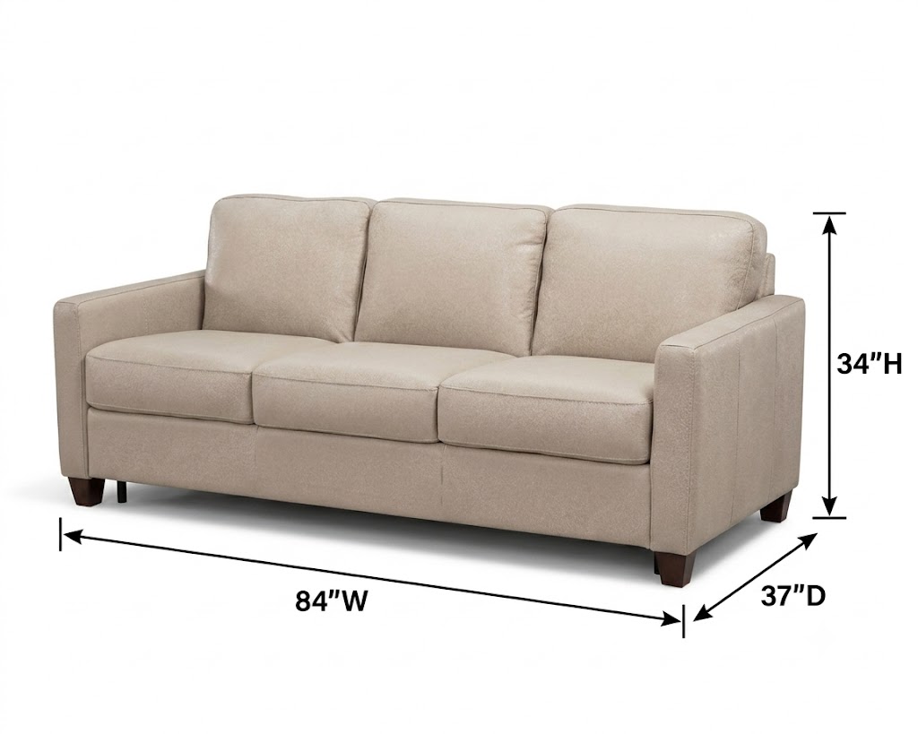 Millbrook Taupe Plain Leather 84" Sofa