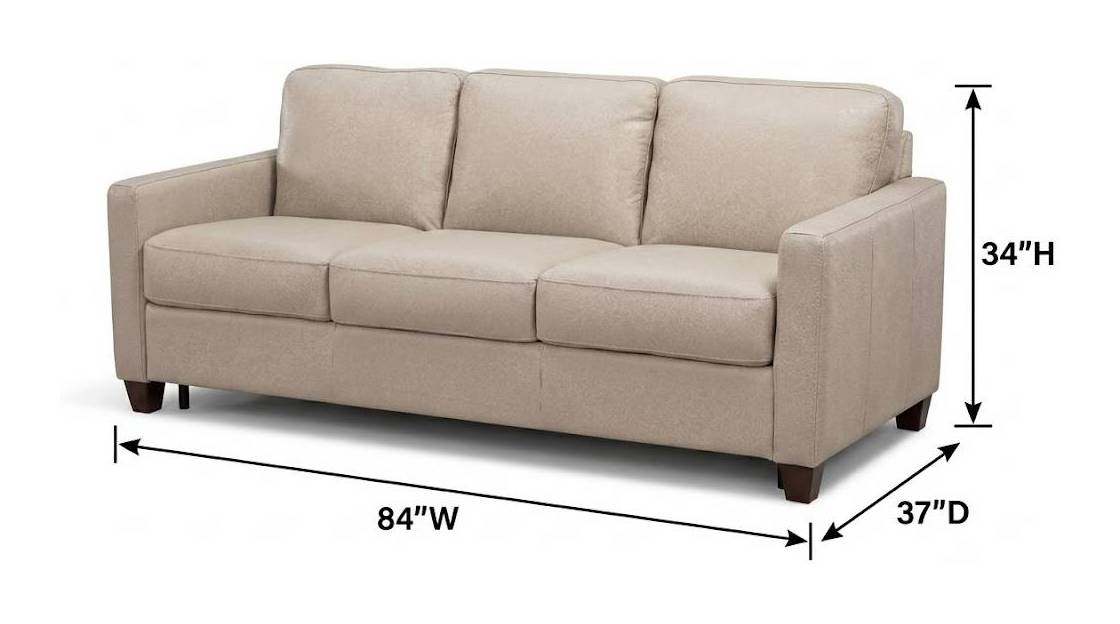 Millbrook Taupe Plain Leather 84" Sofa