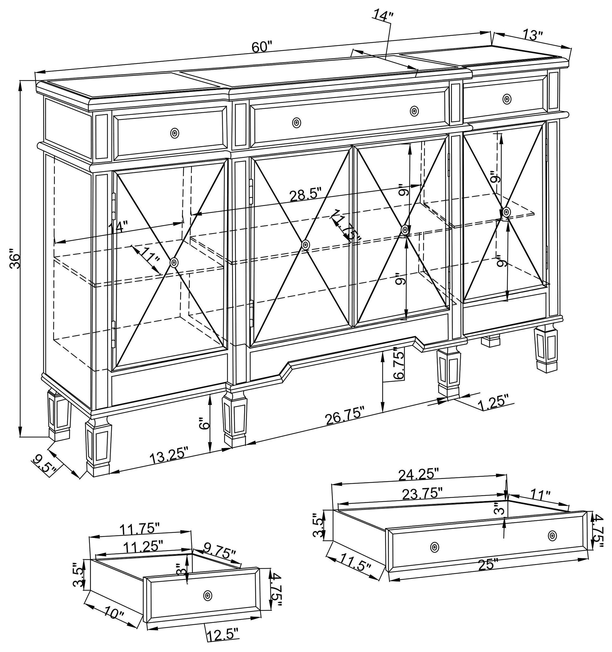 Aconitum Clear Mirror 4 Door Wine Cabinet 