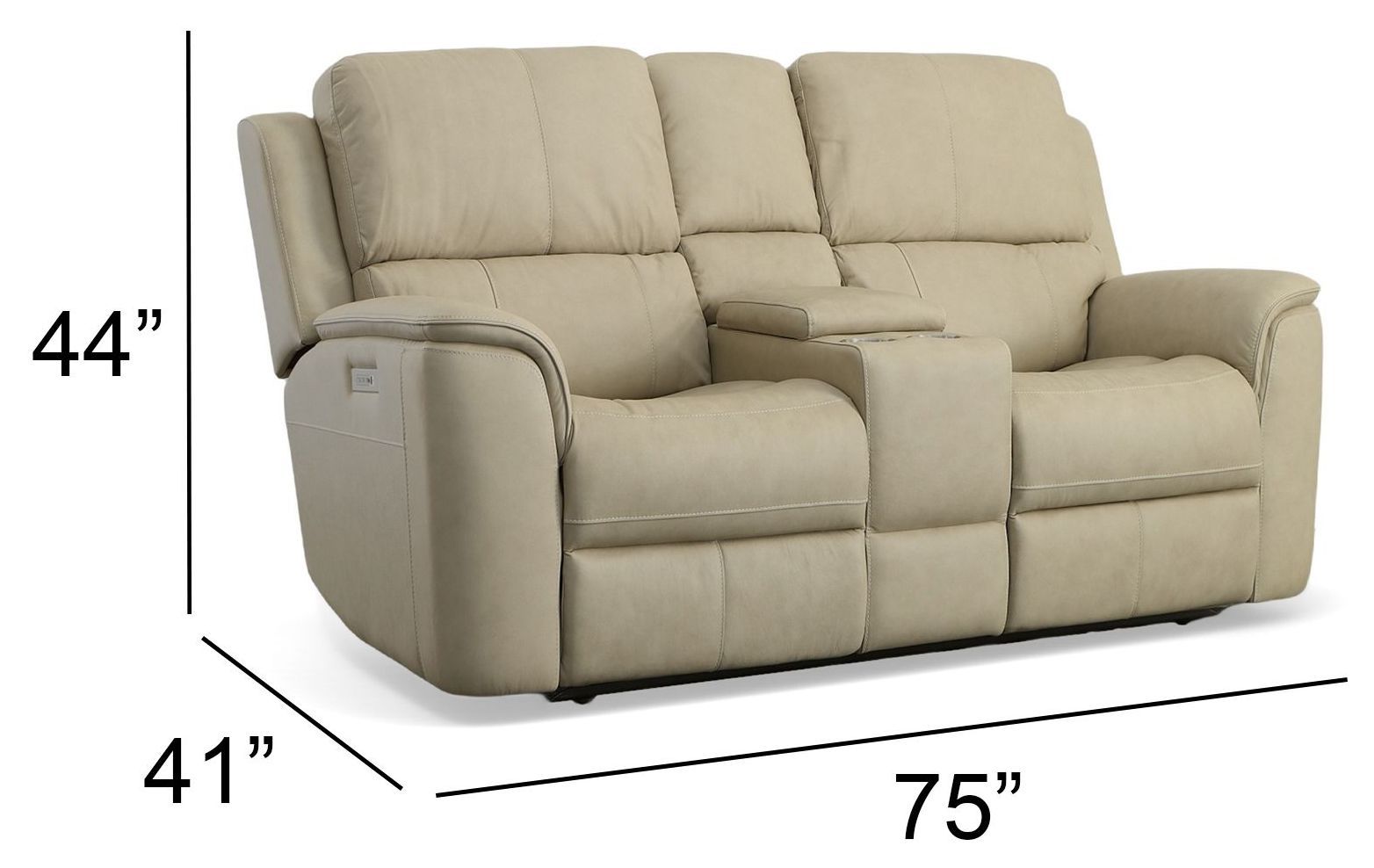 Henry Brown Leather Power Reclining Console Loveseat with Power Headrest and Lumbar