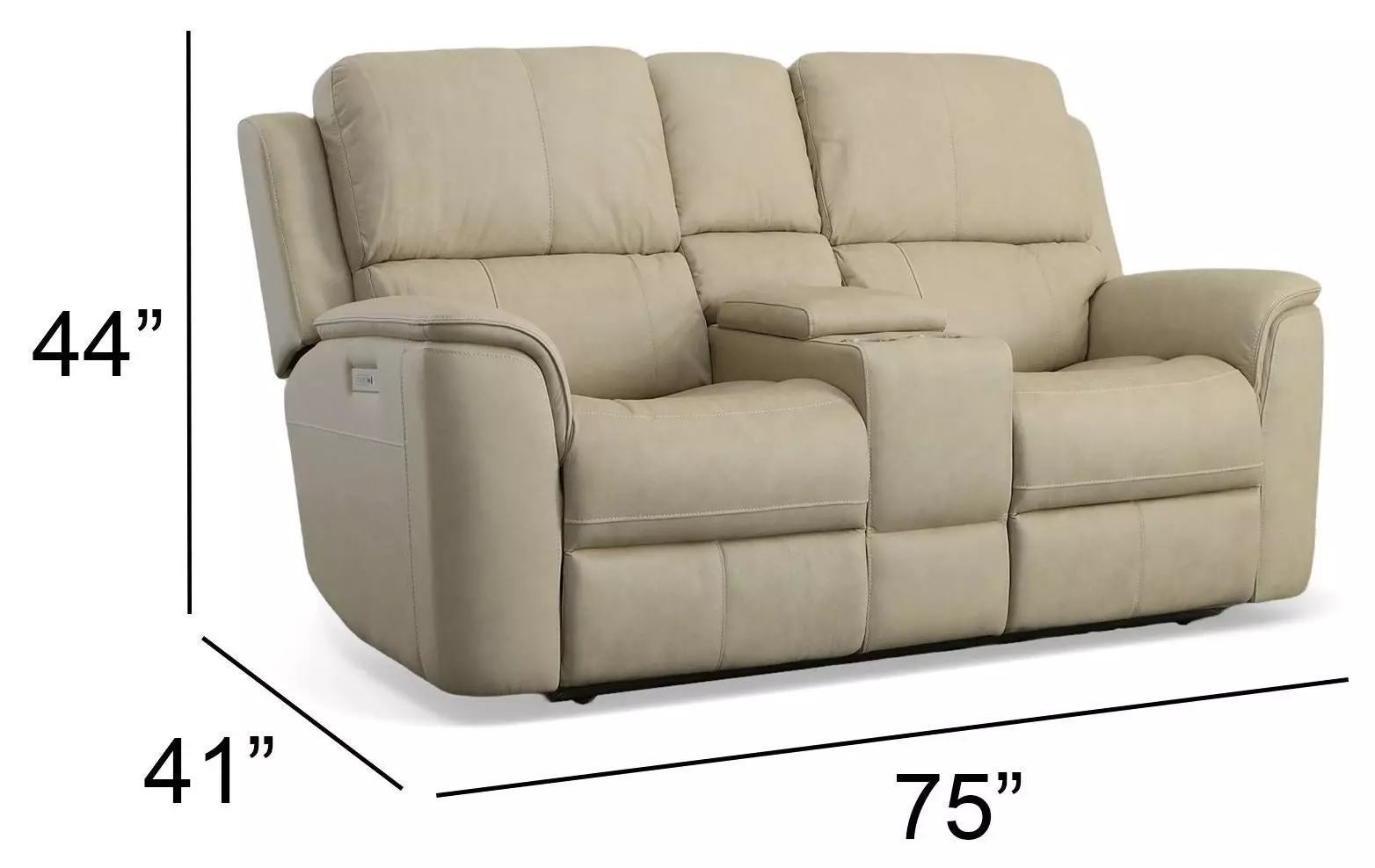 Henry Brown Leather 75" Power Reclining Console Loveseat with Power Headrest and Lumbar