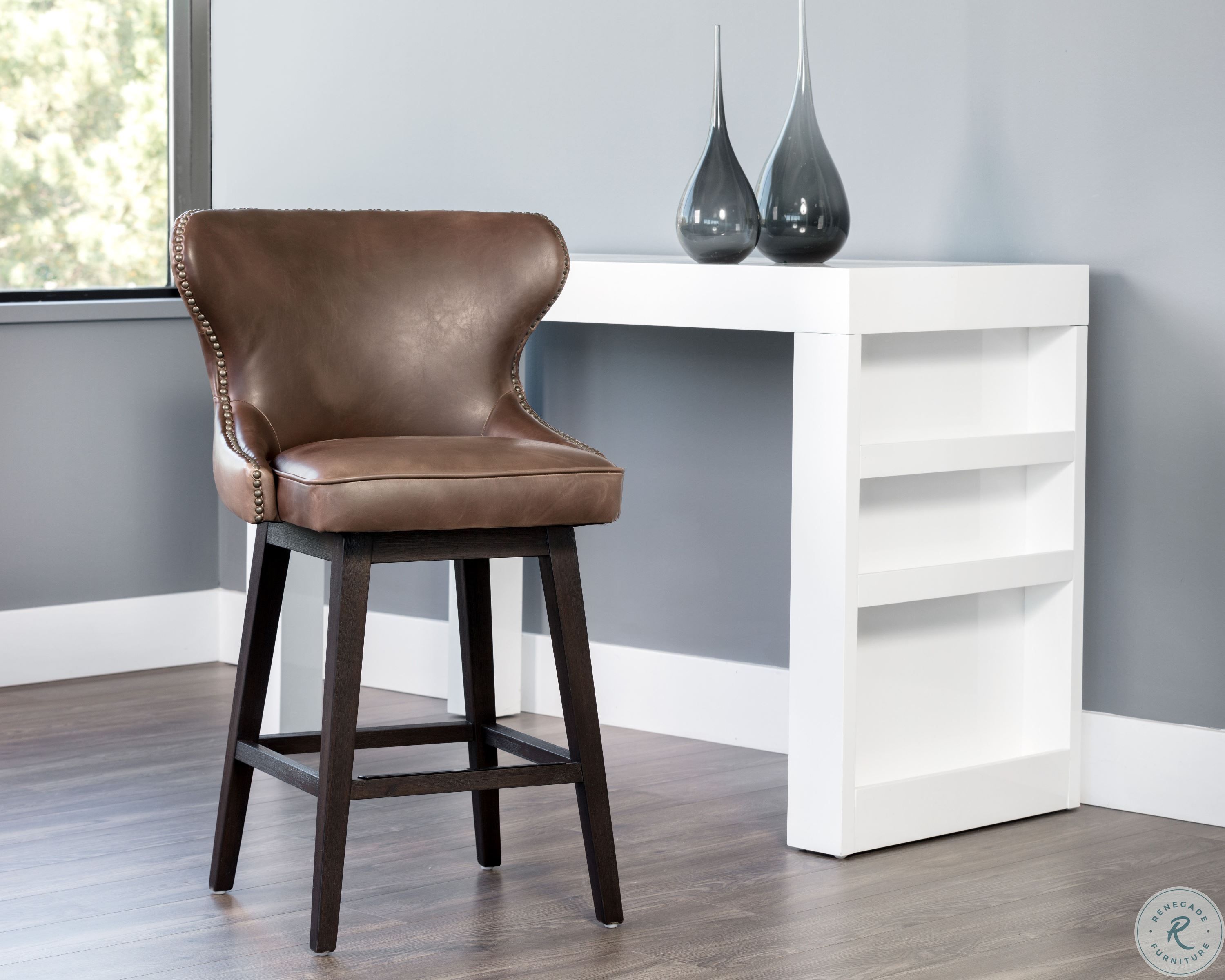 5West Ariana Havana Dark Brown Swivel Counter Stool from Sunpan