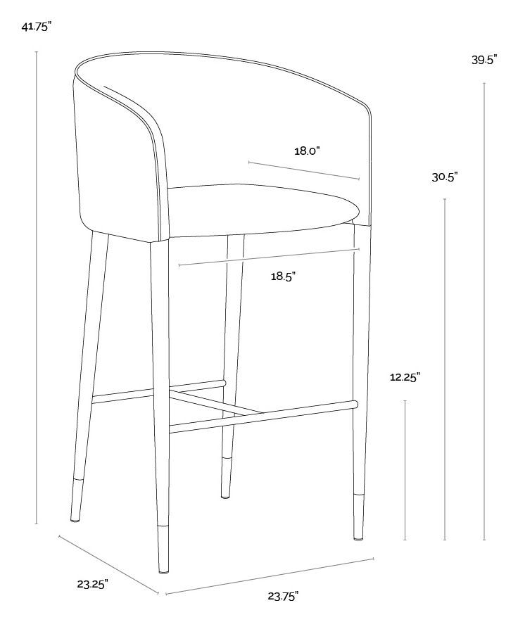 Asher Sparrow Grey And Napa Black Bar Stool