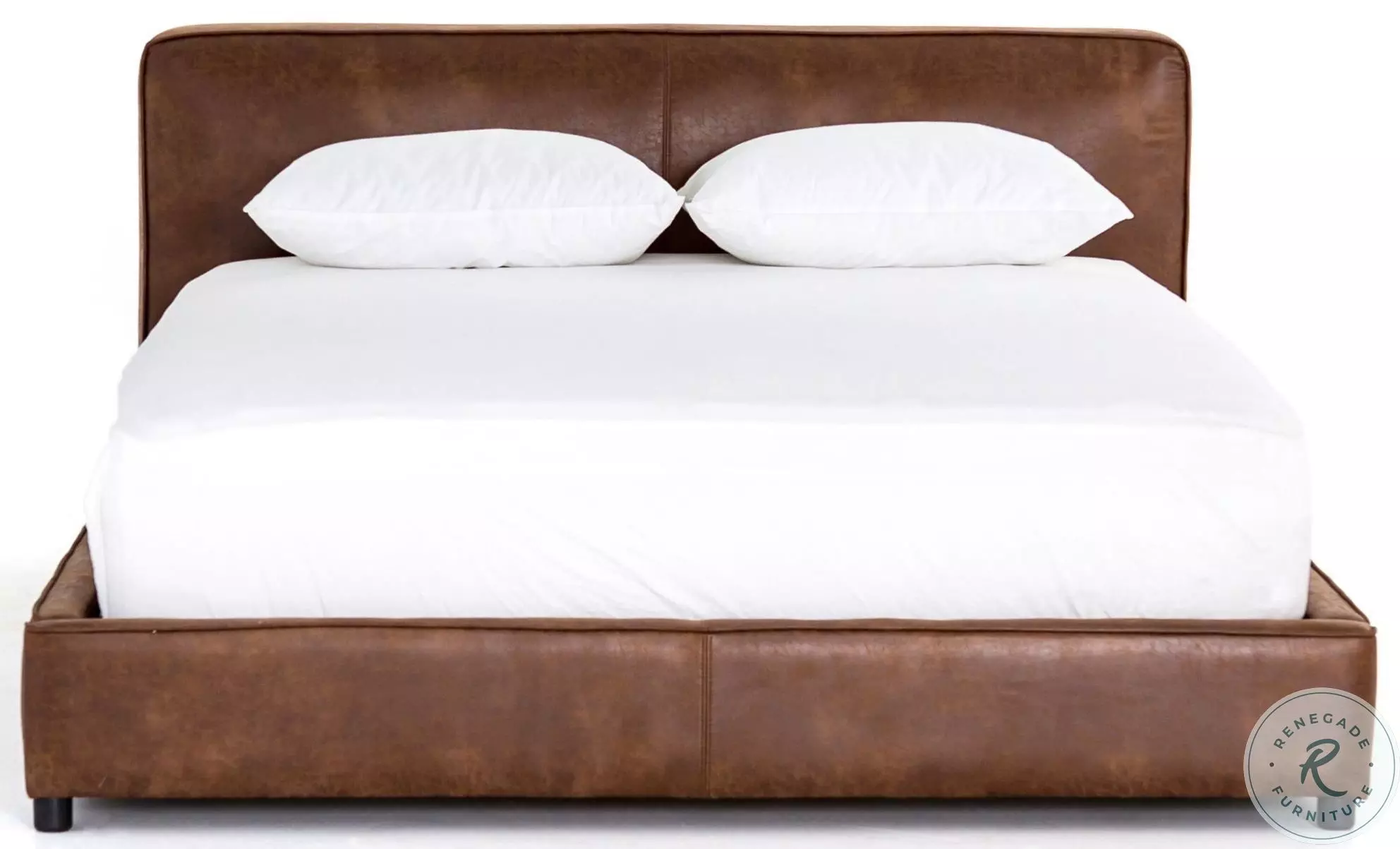 値下げレアBREDREN DESIGN ASB shape TooMadQuad Aidan Vintage Tobacco King Upholstered Panel Bed from Four Hands