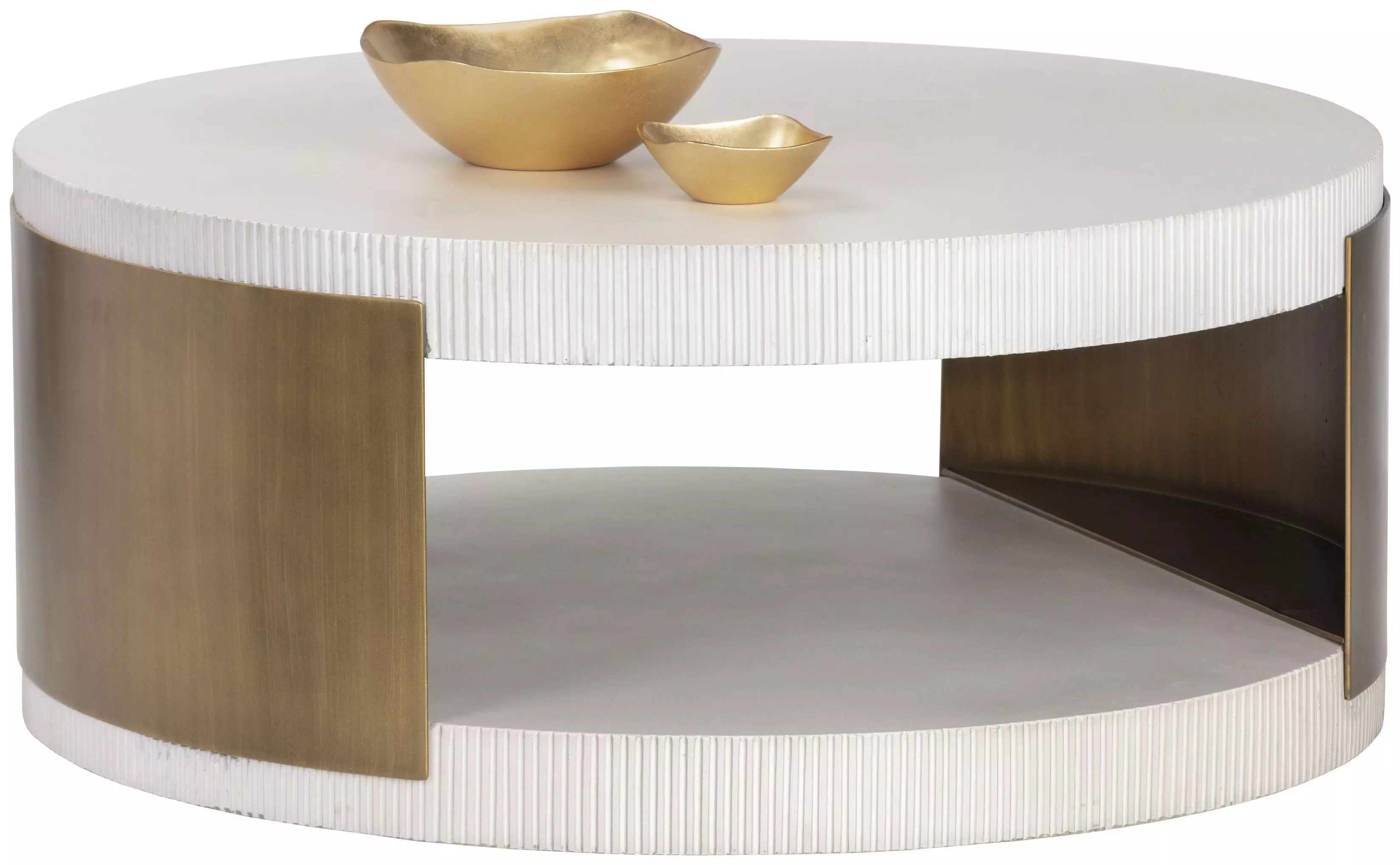 SUNPAN 106450 Cavette 38 X 16 inch White / Antique Brass Outdoor Coffee Table