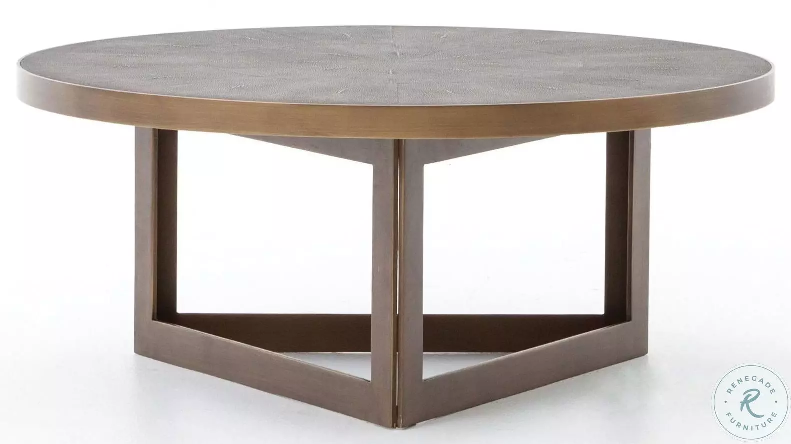 Shagreen Antique Brass Round Coffee Table from Four Hands