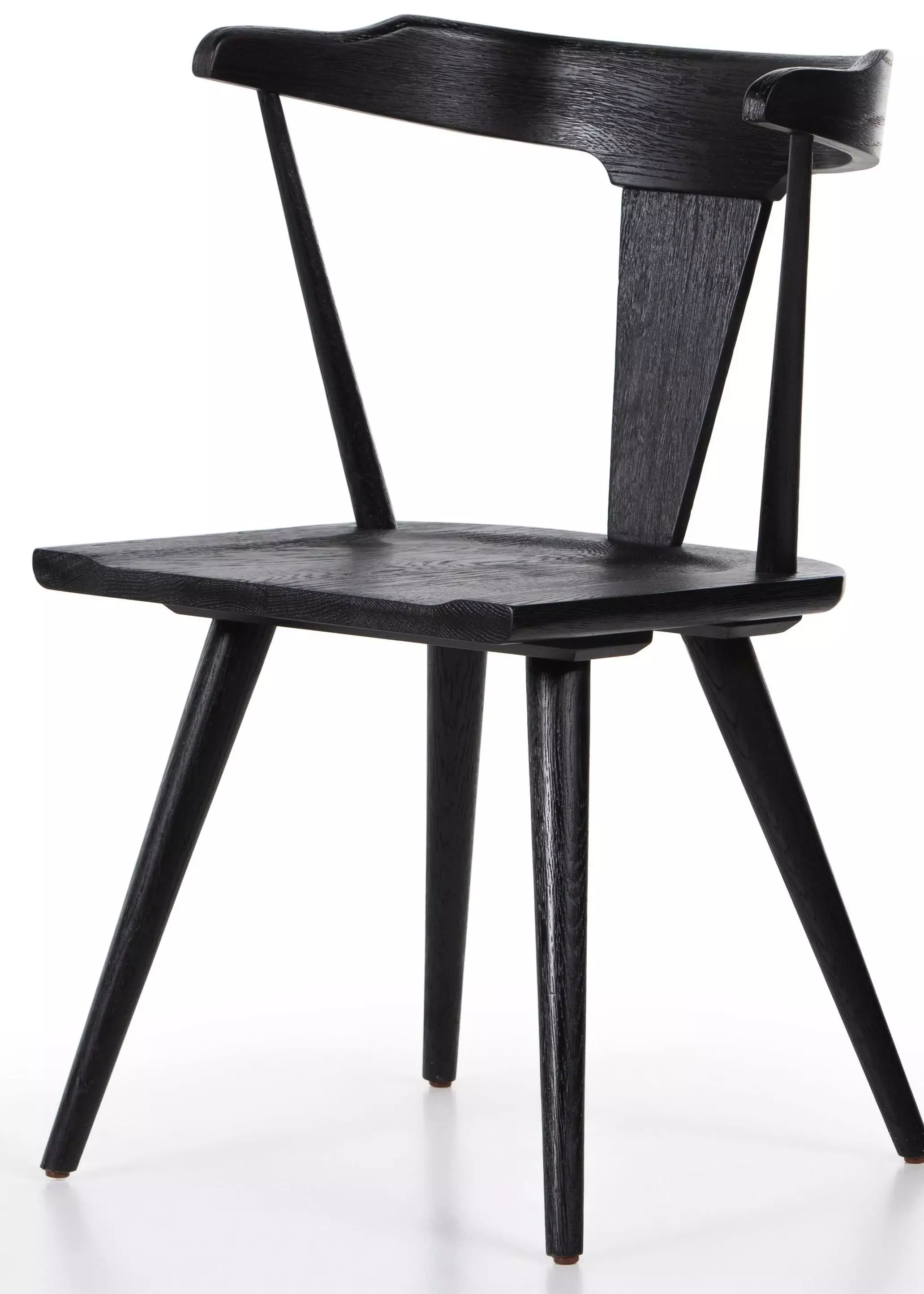 Antonio Mid Century Modern Black Oak Barrel Back Dining Chair