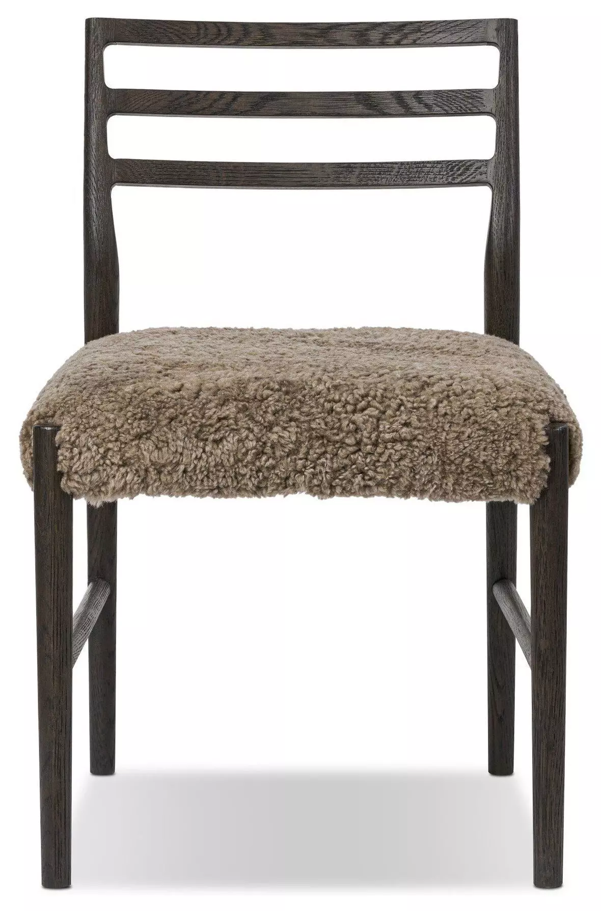 George Mid Century Brown Shearling Dark Oak Ladder Back Dining Chair