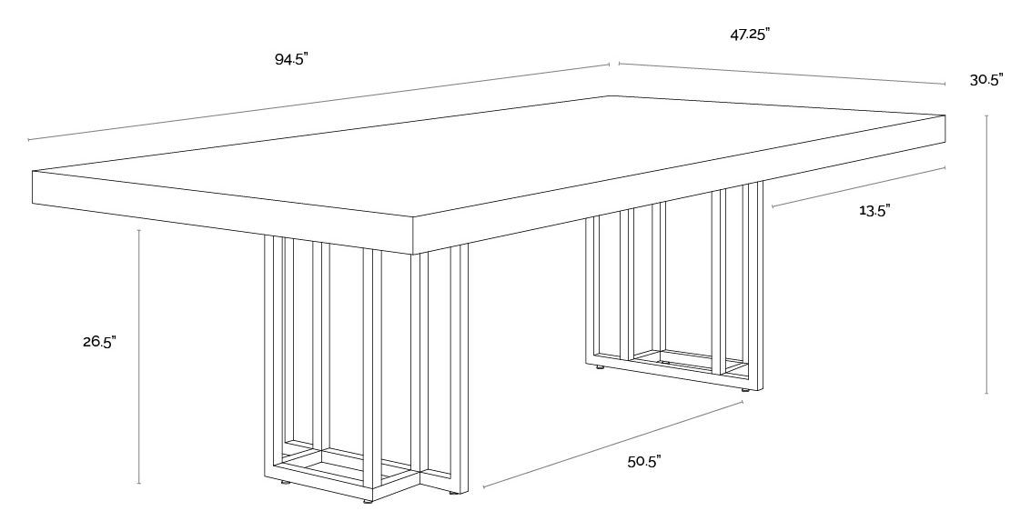 Baldessara Gray And Rustic Bronze 94" Dining Table