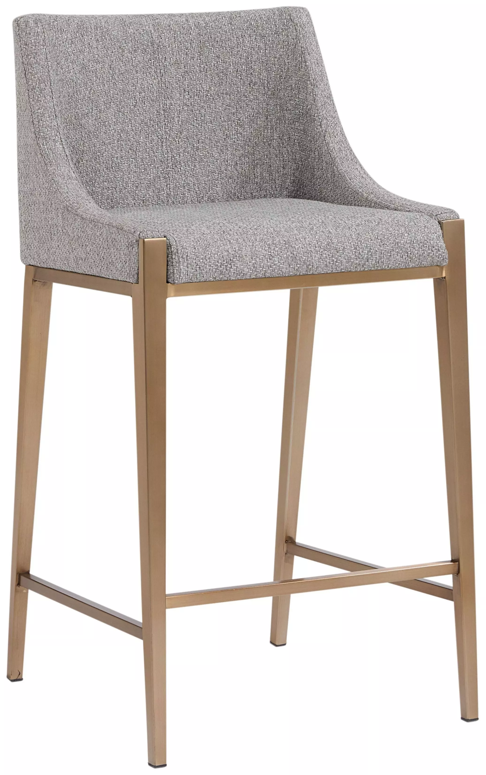 Reeves French Monument Pebble Grey Upholstered Antique Brass Counter Stool