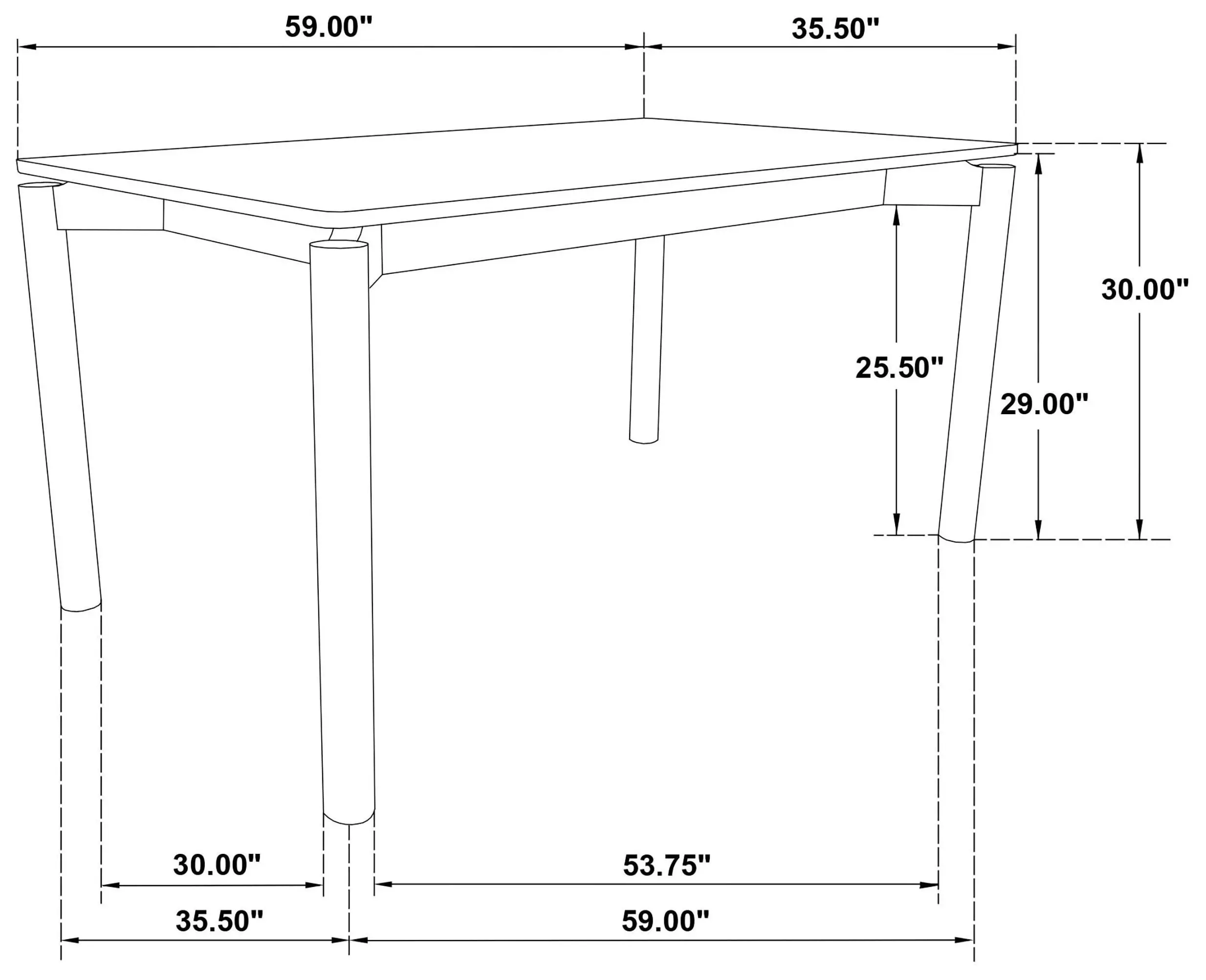 Parkridge Natural Walnut 59" Rectangular Dining Table