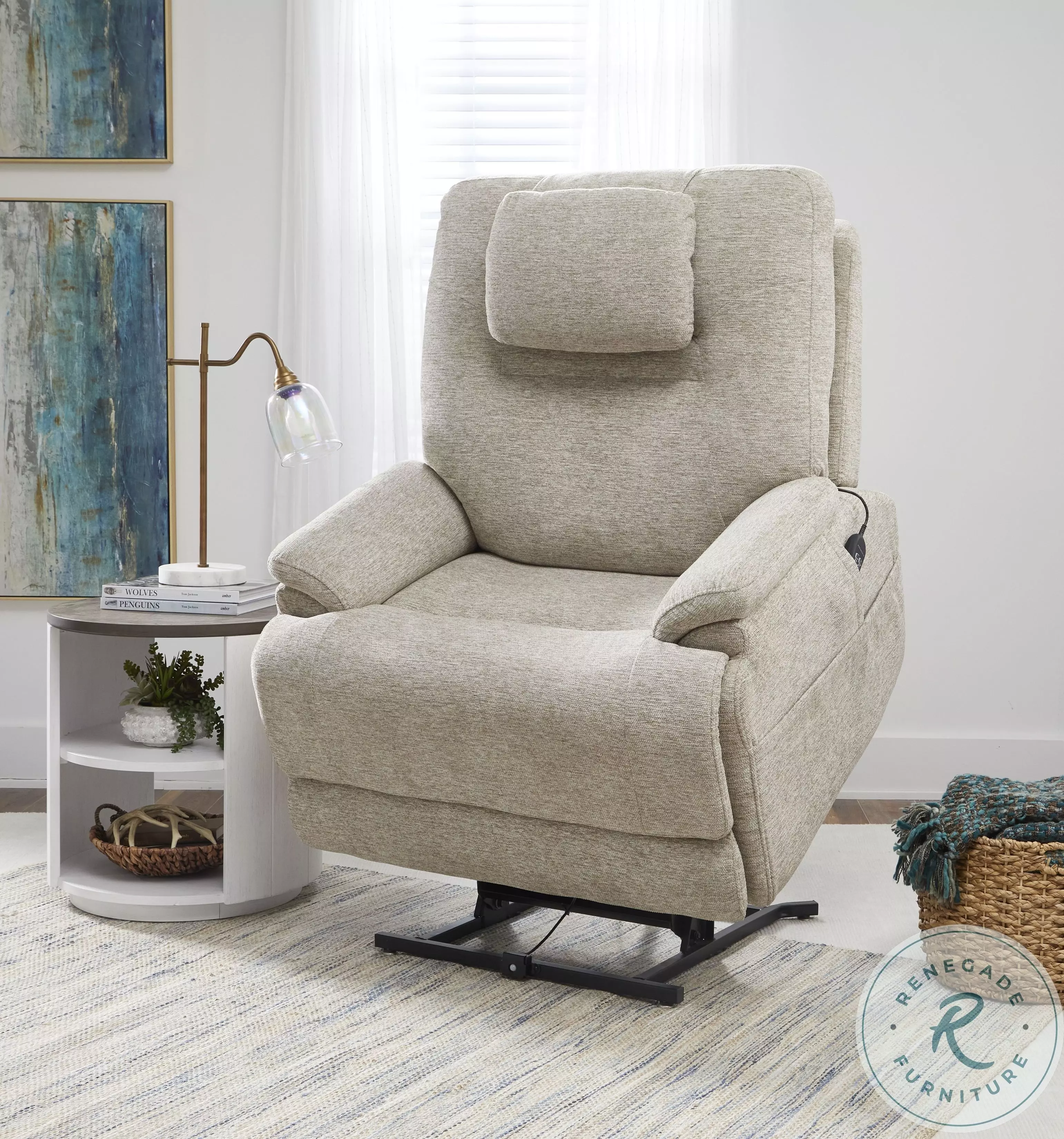 Zecliner Model 2+ Beach Fabric Lift Power Recliner with