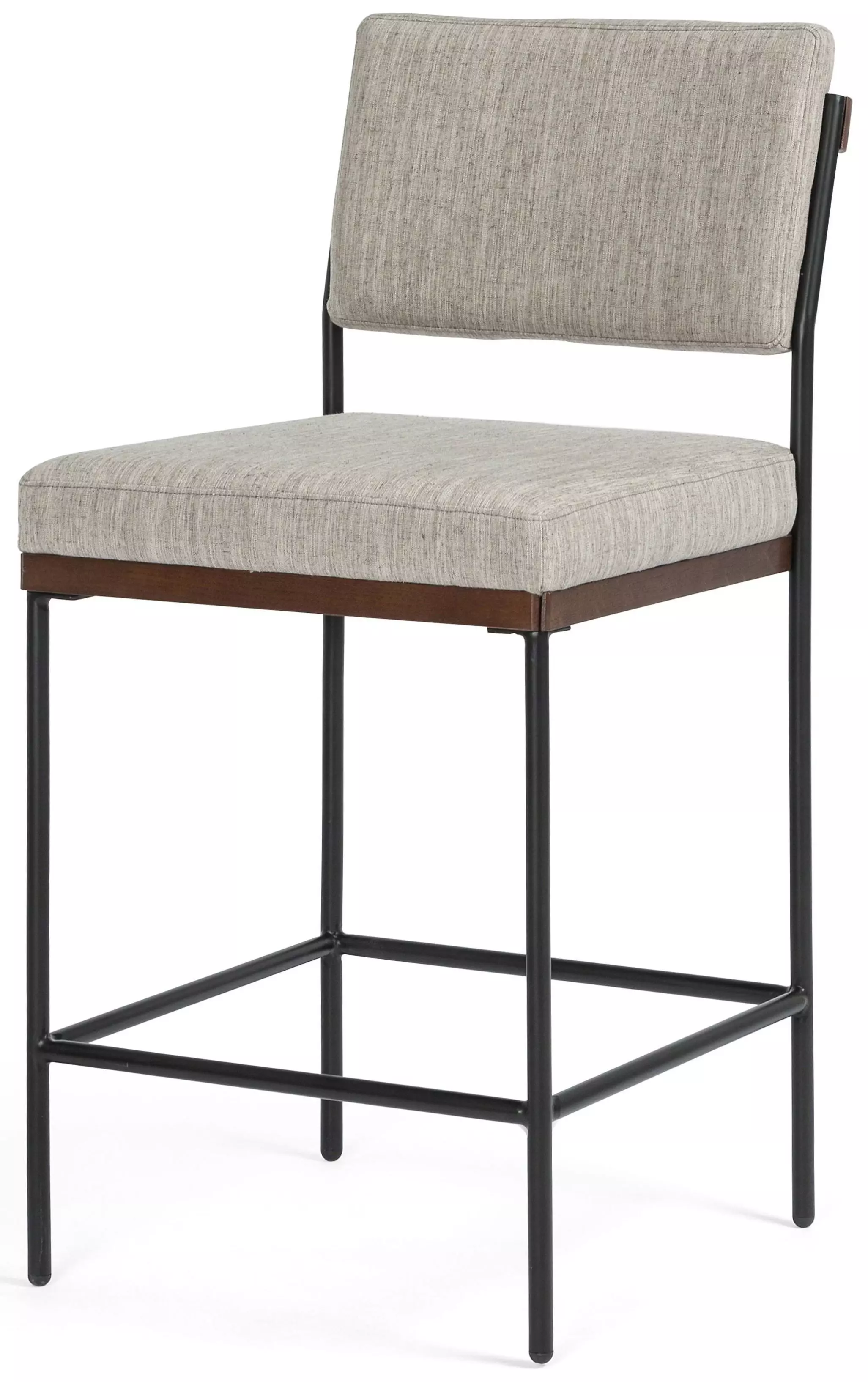 Ellie Industrial Loft Grey Upholstered Performance Black Iron Frame Counter Stool