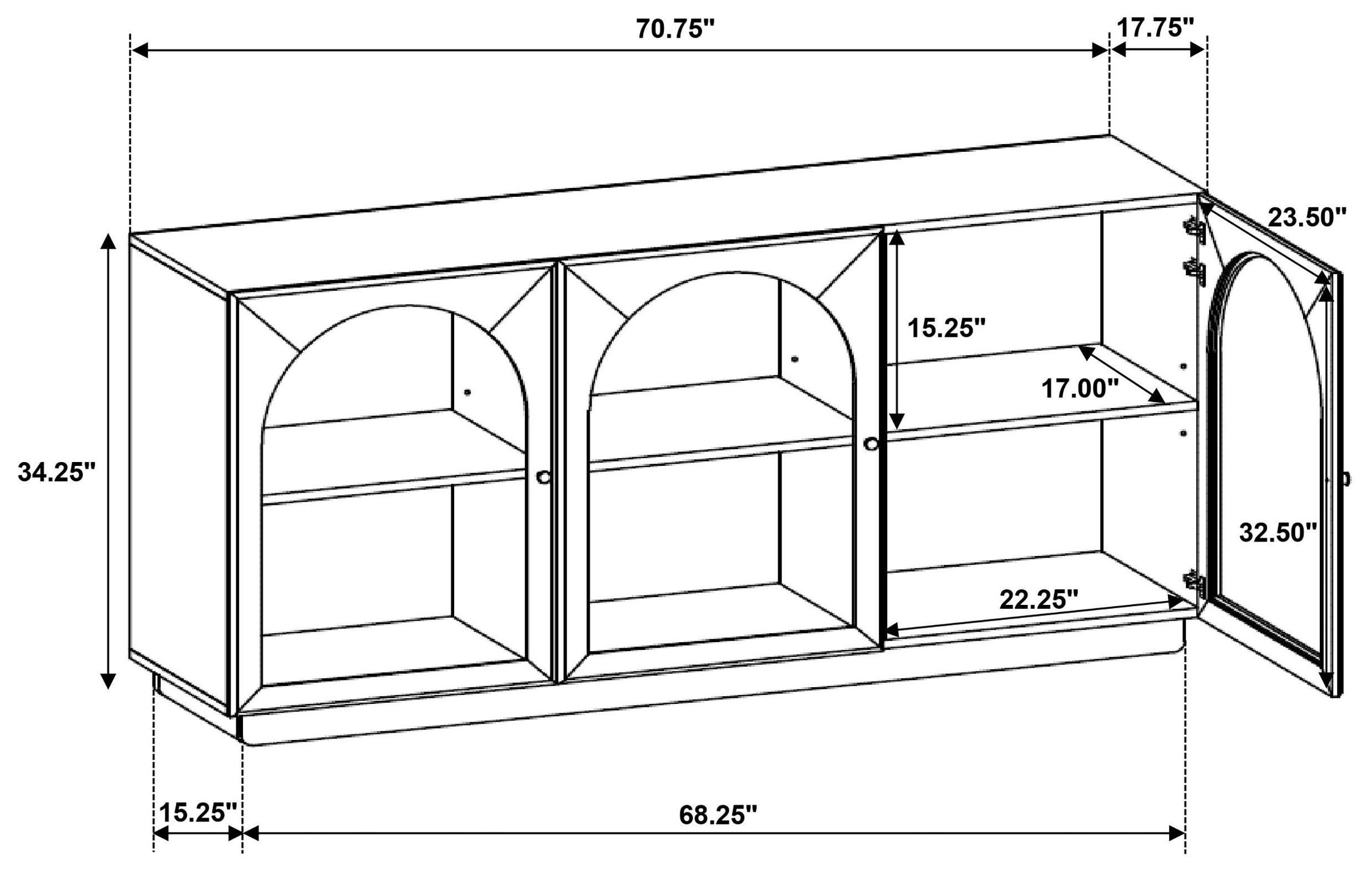 Castlewood Brown Oak 71" Sideboard