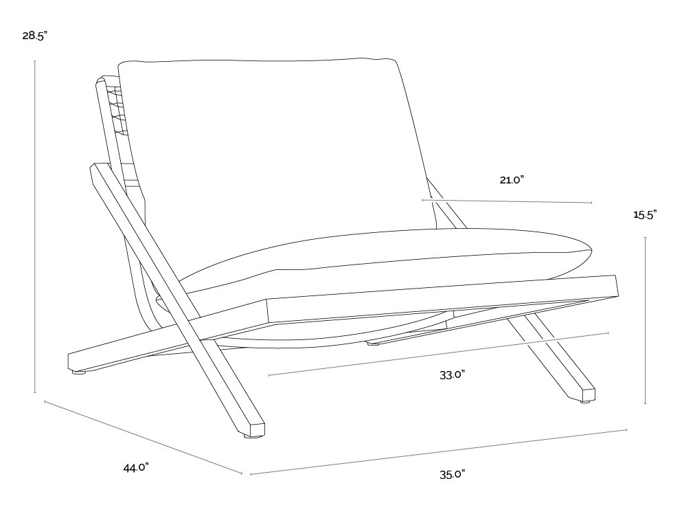 Bari Grace Bay Gray Performance Fabric Outdoor Lounge Chair