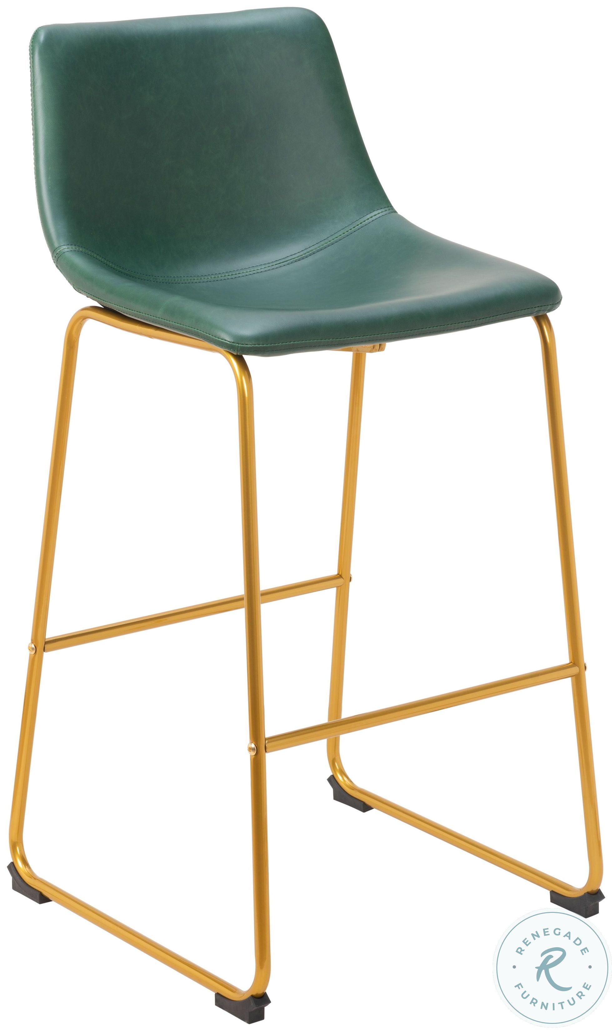 Augusta Green And Gold Bar Stool Set of 2 From Zuo | Coleman Furniture