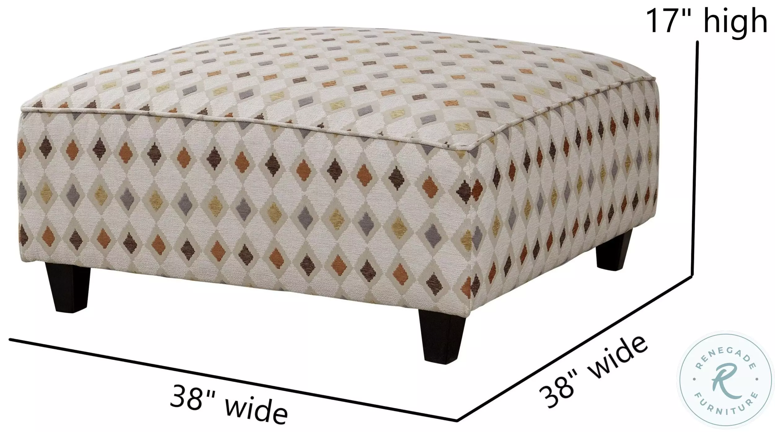 Wowza Sand Mara Beige and Brown Upholstered Square Cocktail Ottoman