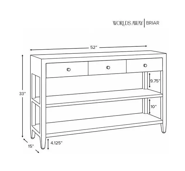 Briar Textured Light Blue Linen Soft Close 3 Drawer Sofa Table With Two Open Shelve