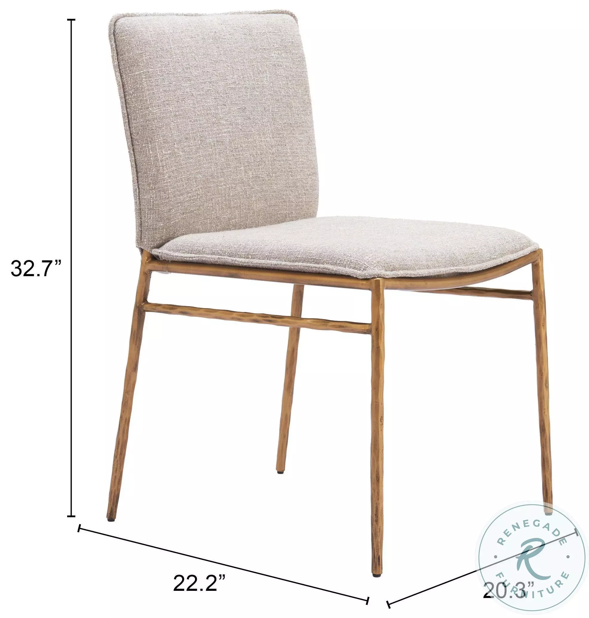 Nordvest Beige And Gold Dining Chair