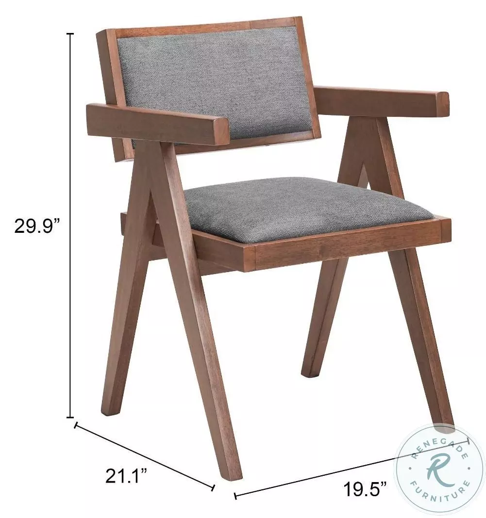 Delhi Gray And Walnut Dining Chair Set Of 2