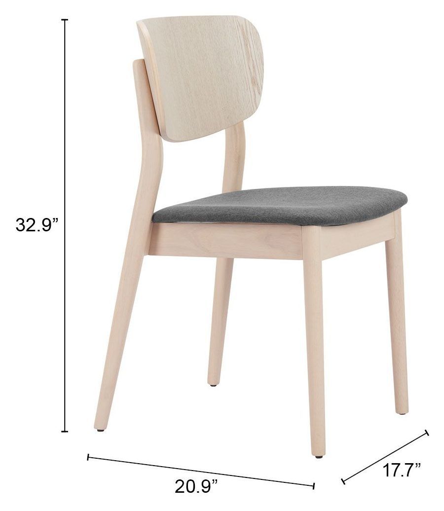 Kellua Gray Upholstered Dining Chair Set of 2