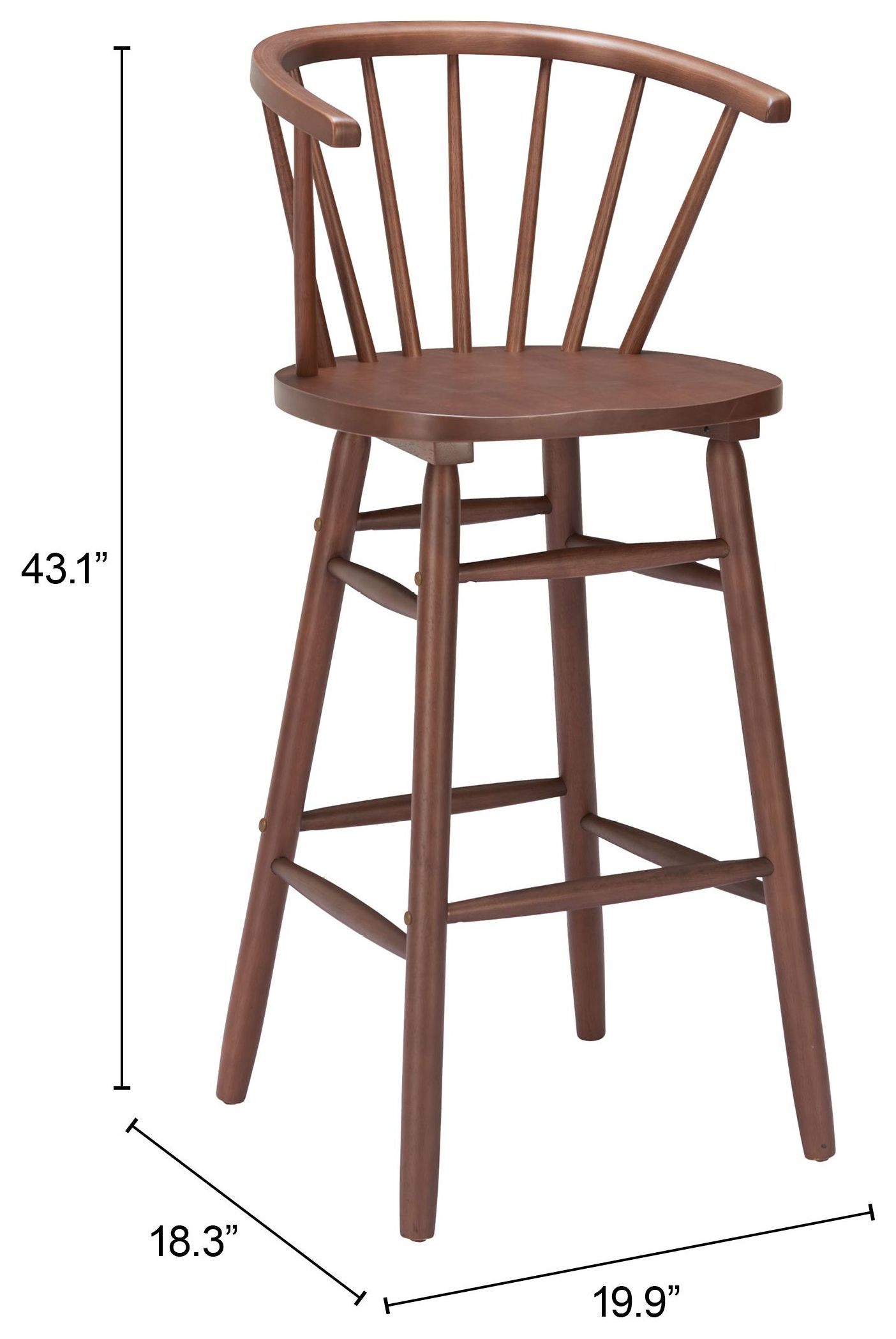 Stenger Walnut Bar Stool Set of 2