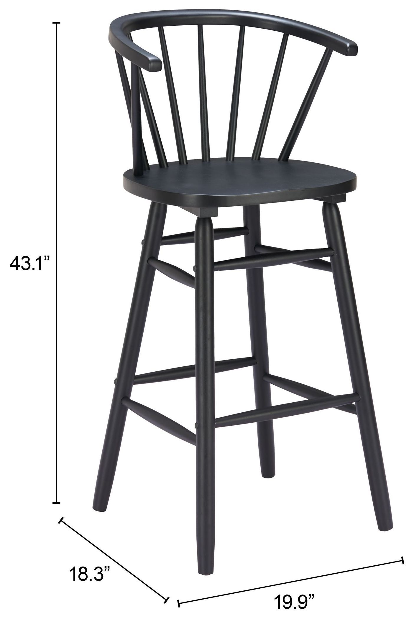 Stenger Black Bar Stool Set of 2