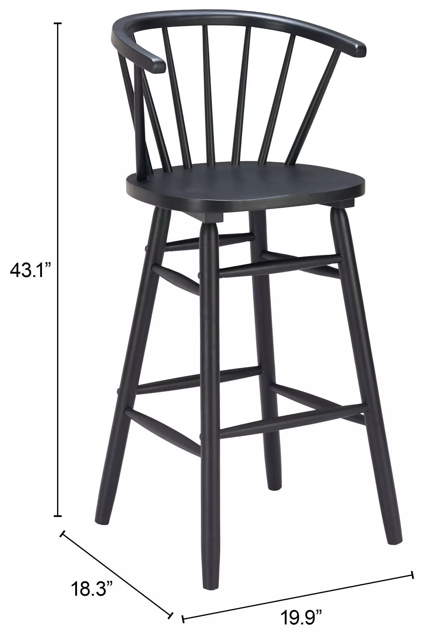 Stenger Black Bar Stool Set of 2