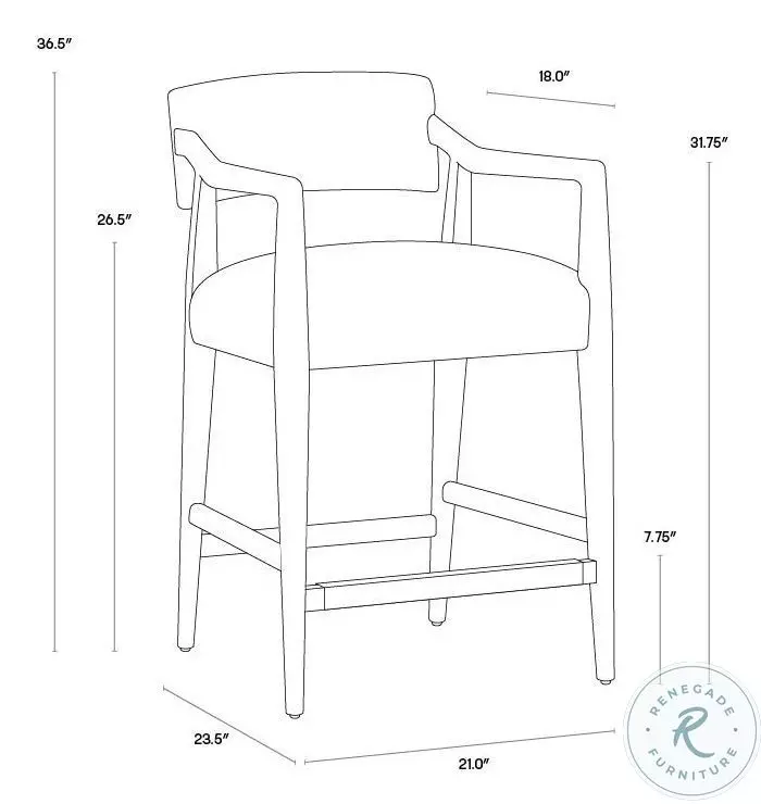 Klausen Saloon Light Gray Leather Counter Height Stool