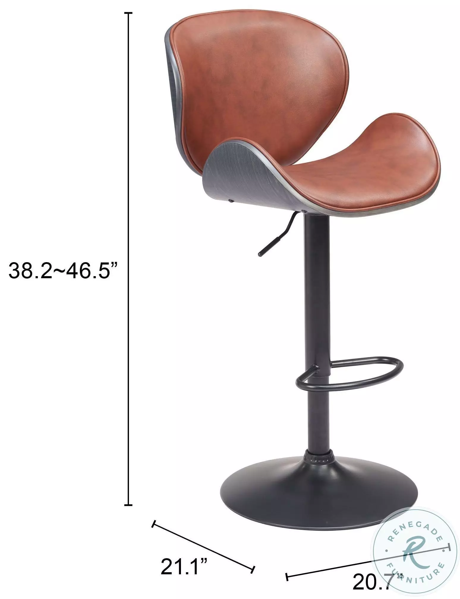 Meyane Brown Adjustable Bar Stool
