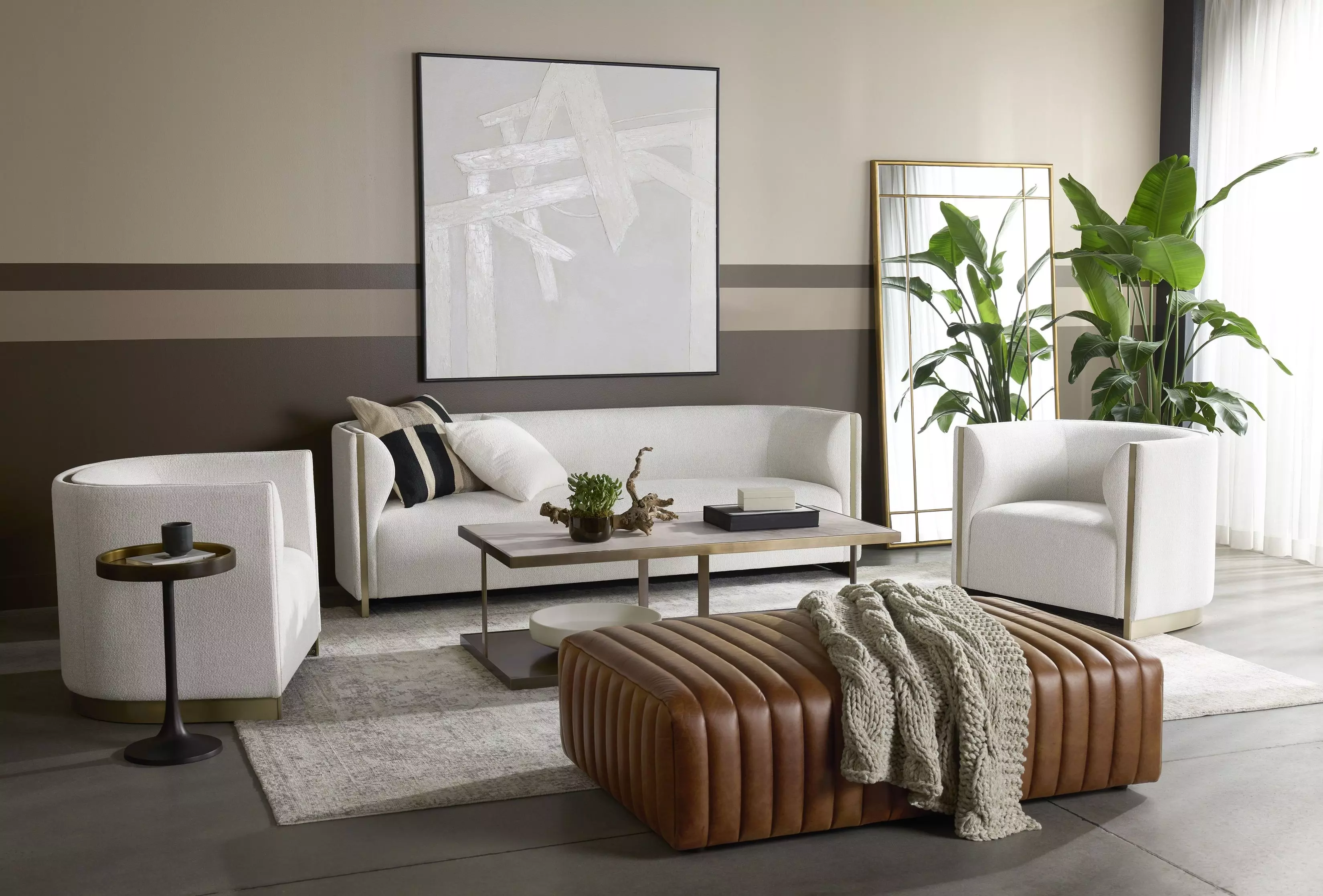 Radwin Rhea Light Barley Performance Fabric Living Room Set