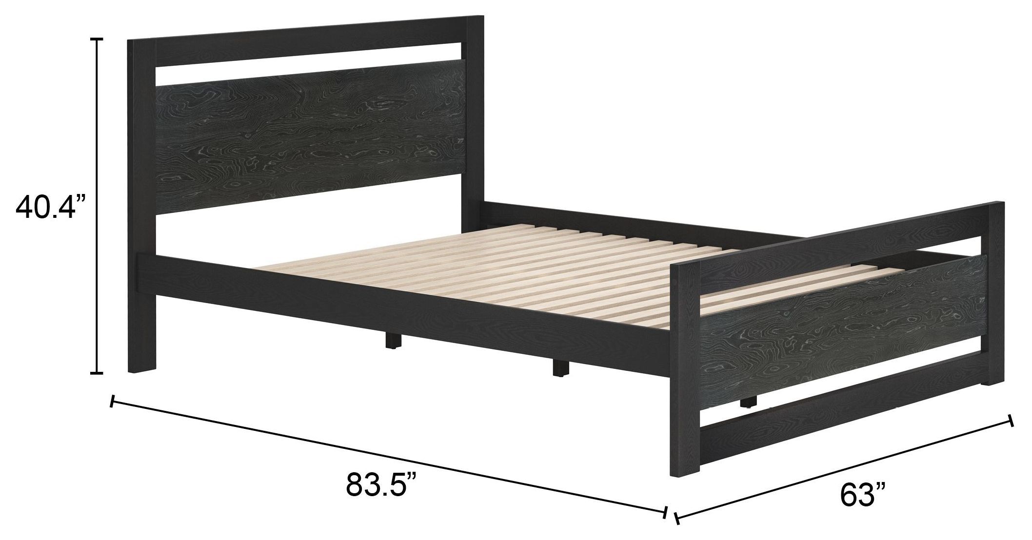 Repos Black Queen Panel Bed
