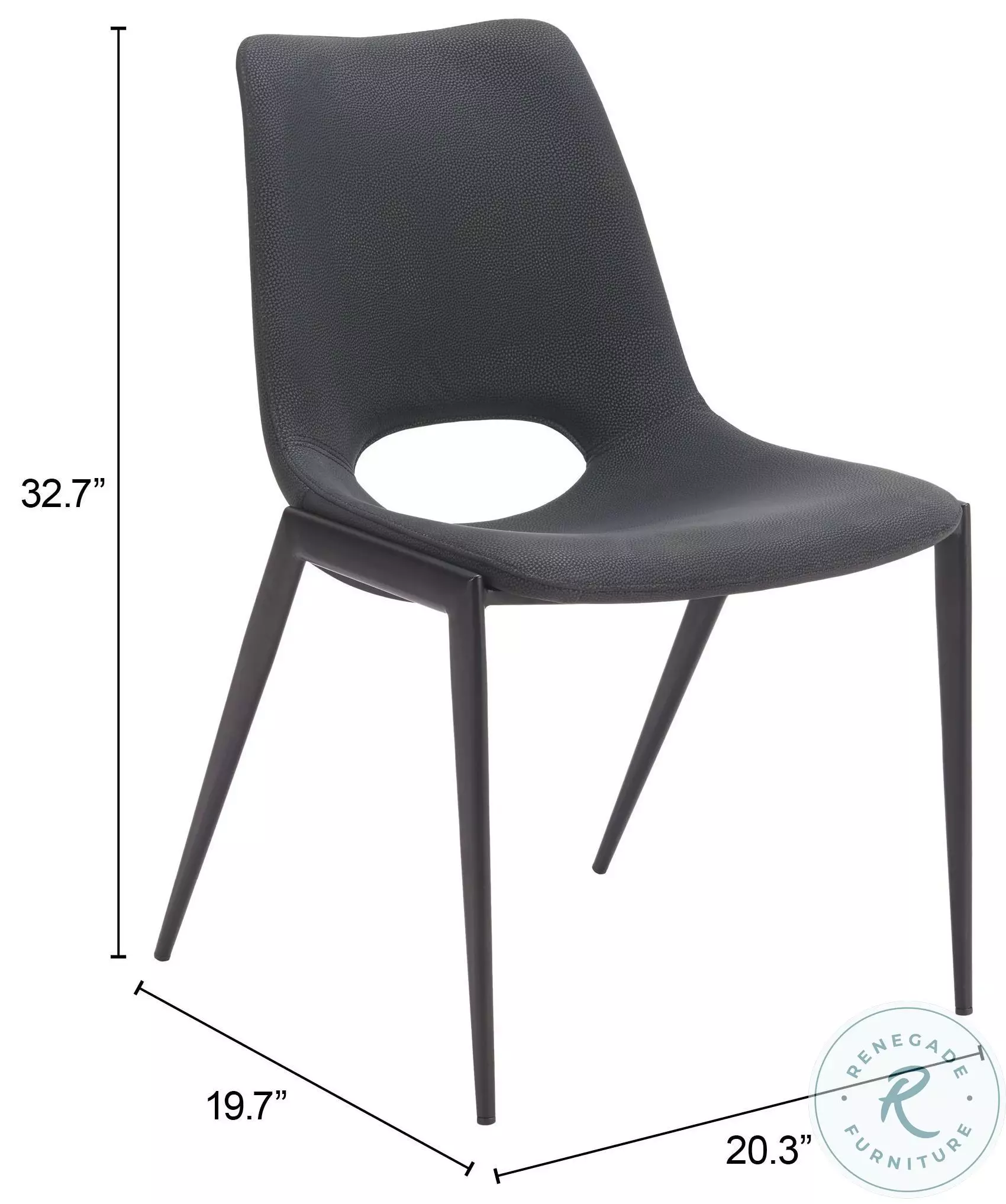 Desi Black Stackable Armless Dining Chair Set Of 2