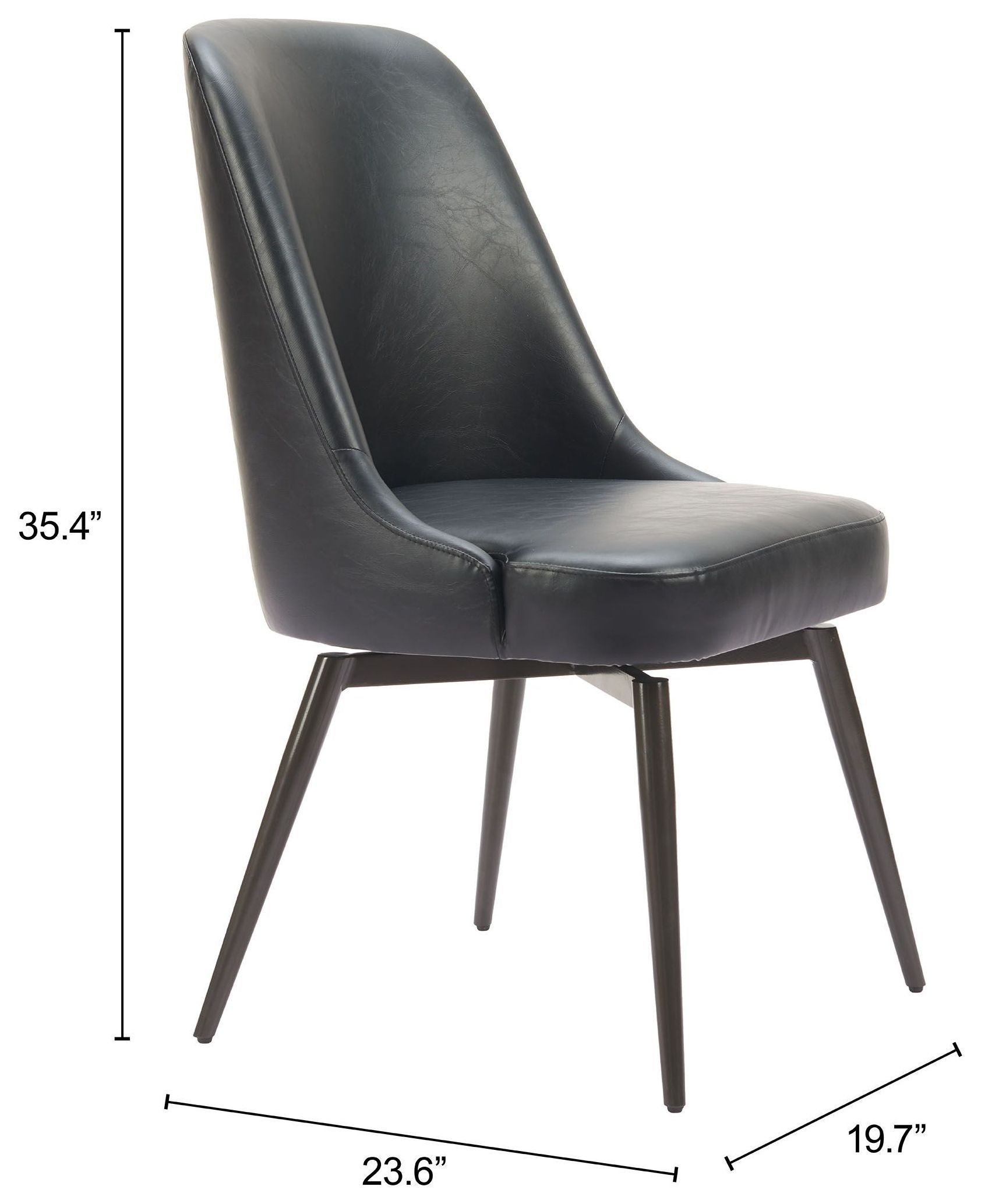 Keppel Black Upholstered Swivel Dining Chair Set of 2