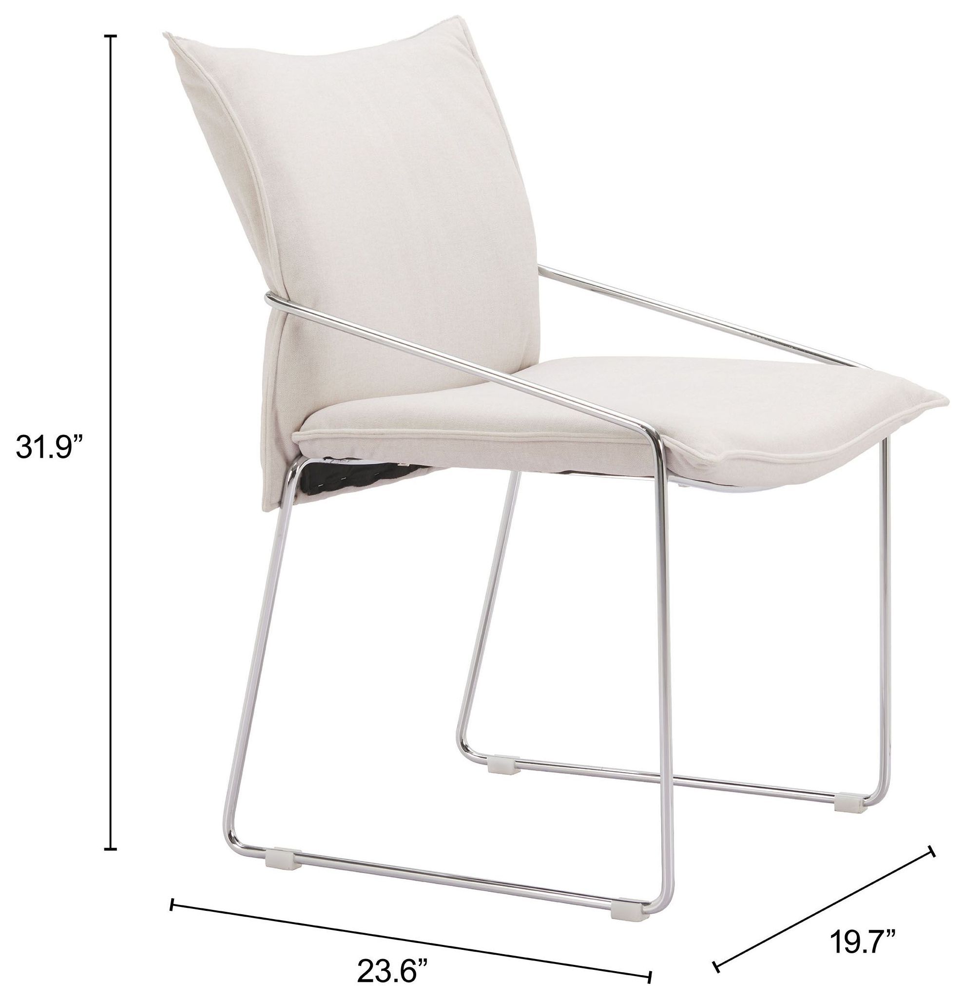 Pola White Upholstered Dining Chair Set of 2