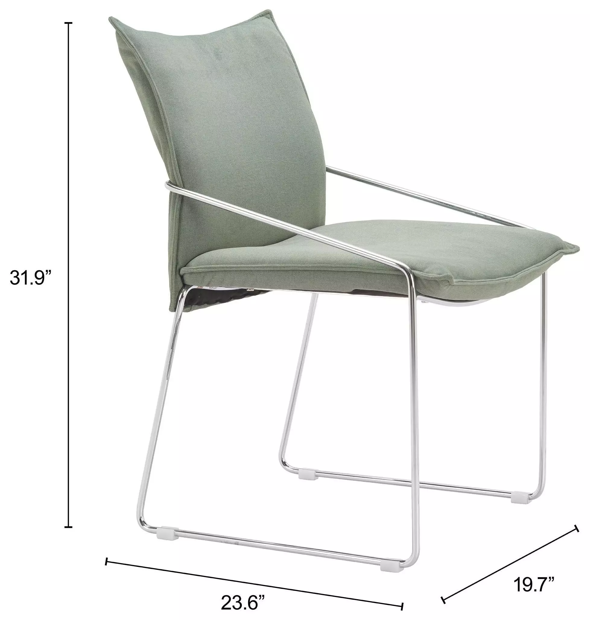 Pola Green Upholstered Dining Chair Set of 2